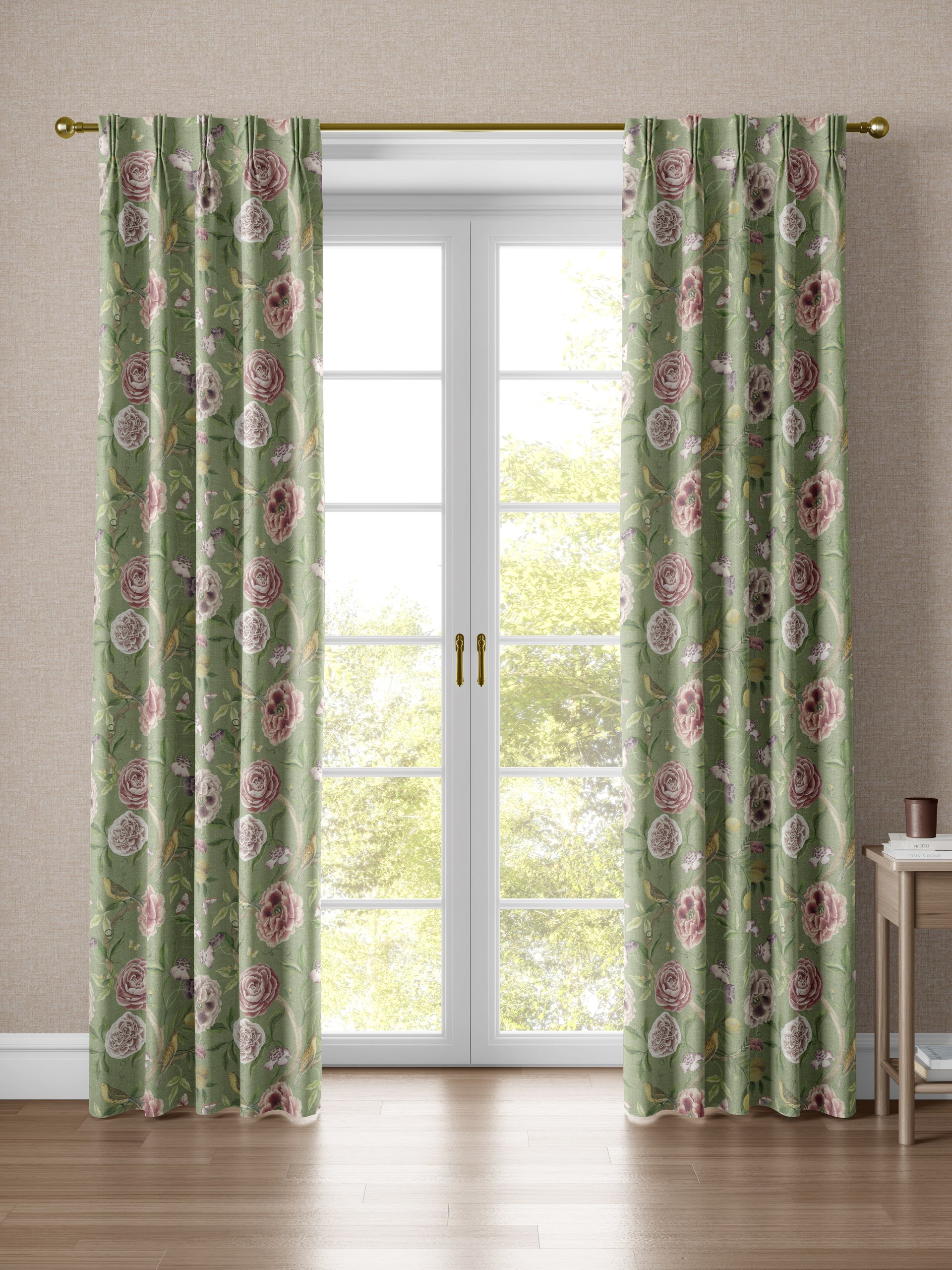 Chinoiserie Garden Spring Green Fabric - Esselle Home