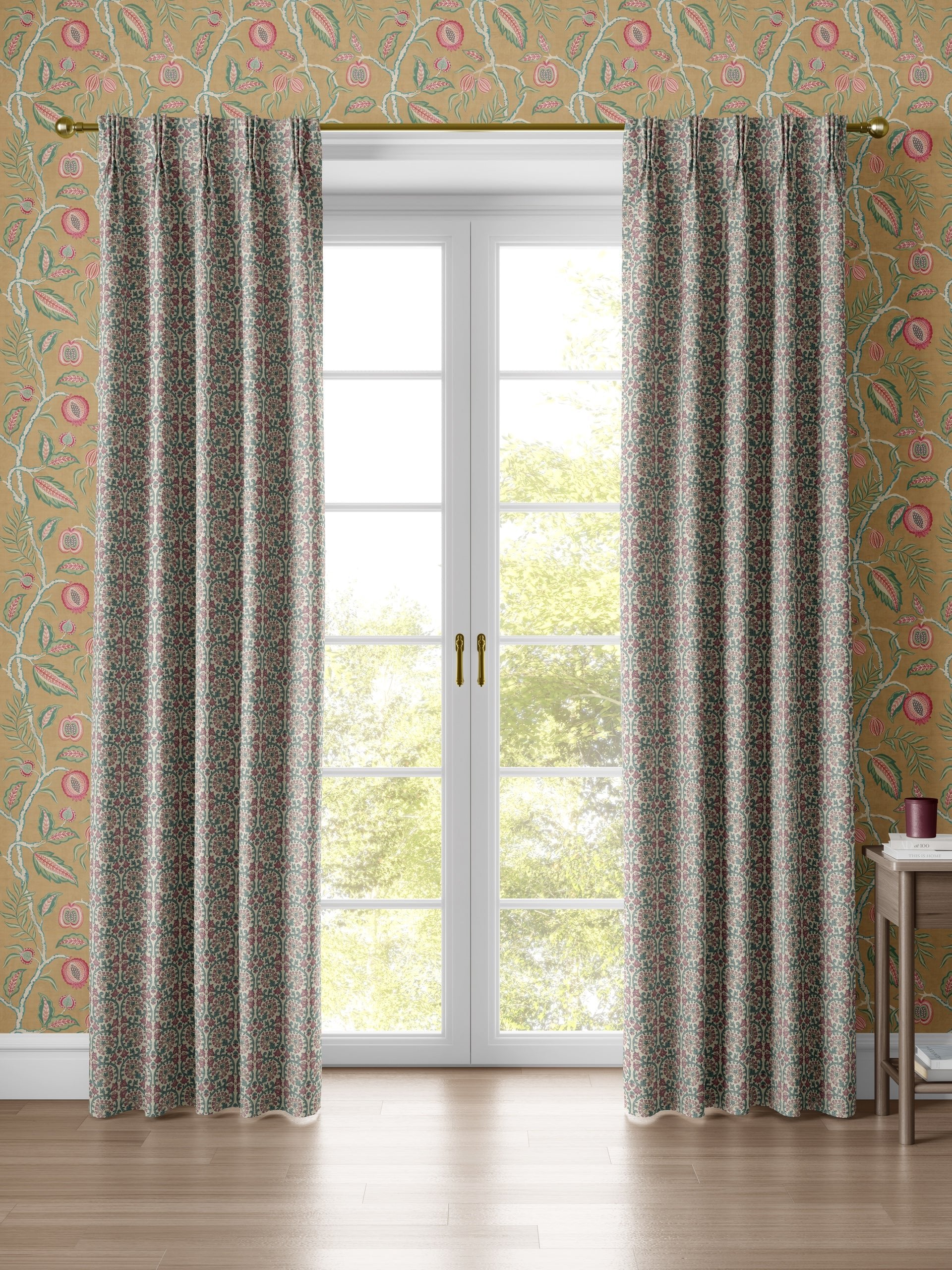 Veda Linen Teal/Raspberry Fabric - Esselle Home