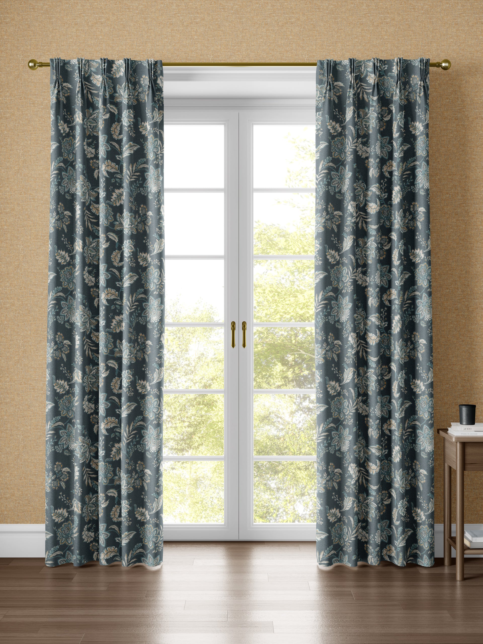 Kashmir Jacobean Navy/Teal Fabric - Esselle Home