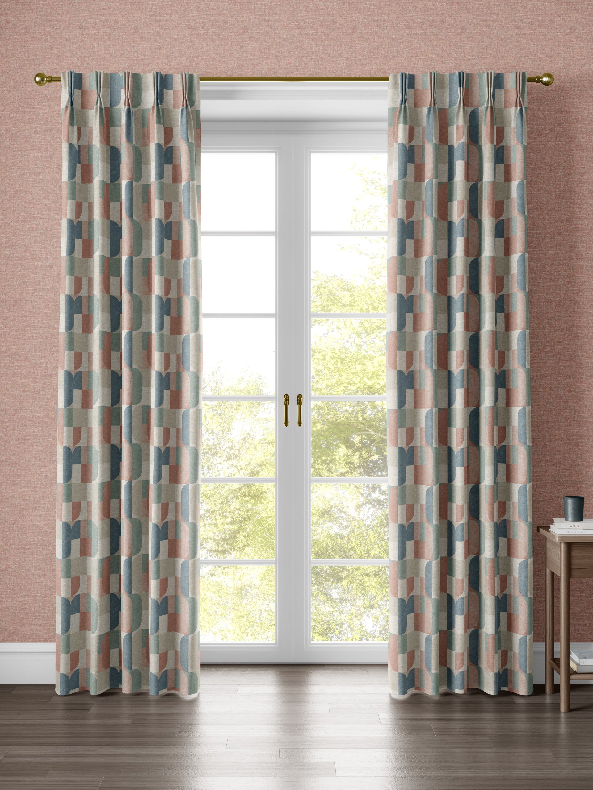 Atton Salmon / Teal Fabric - Esselle Home