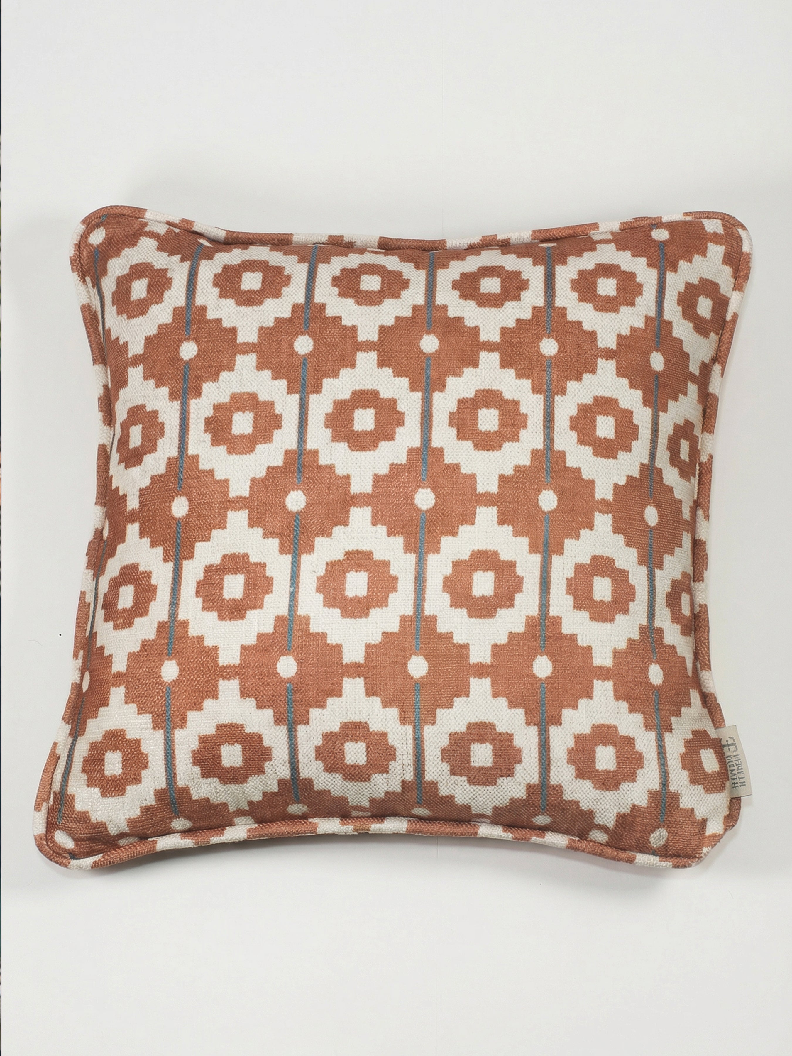 Santiago Geo Burnt Orange/Teal Cushion - Esselle Home