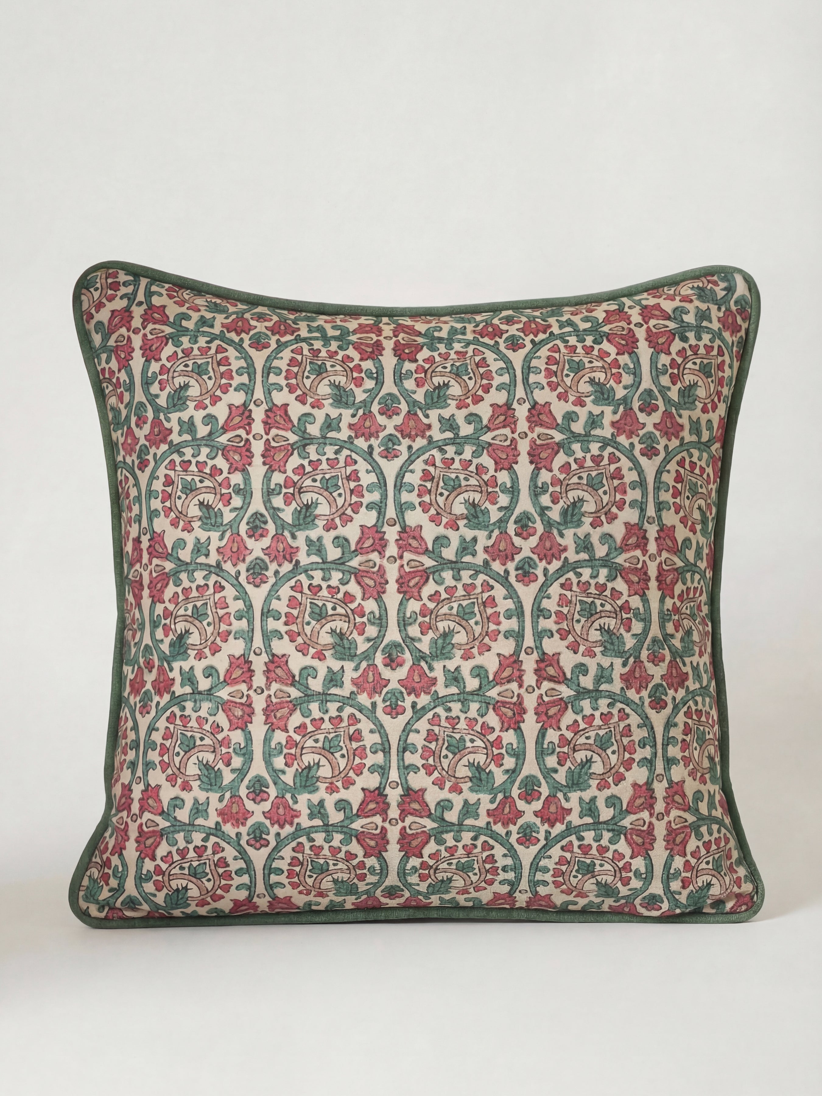 Veda Linen Teal/Raspberry Cushion - Esselle Home