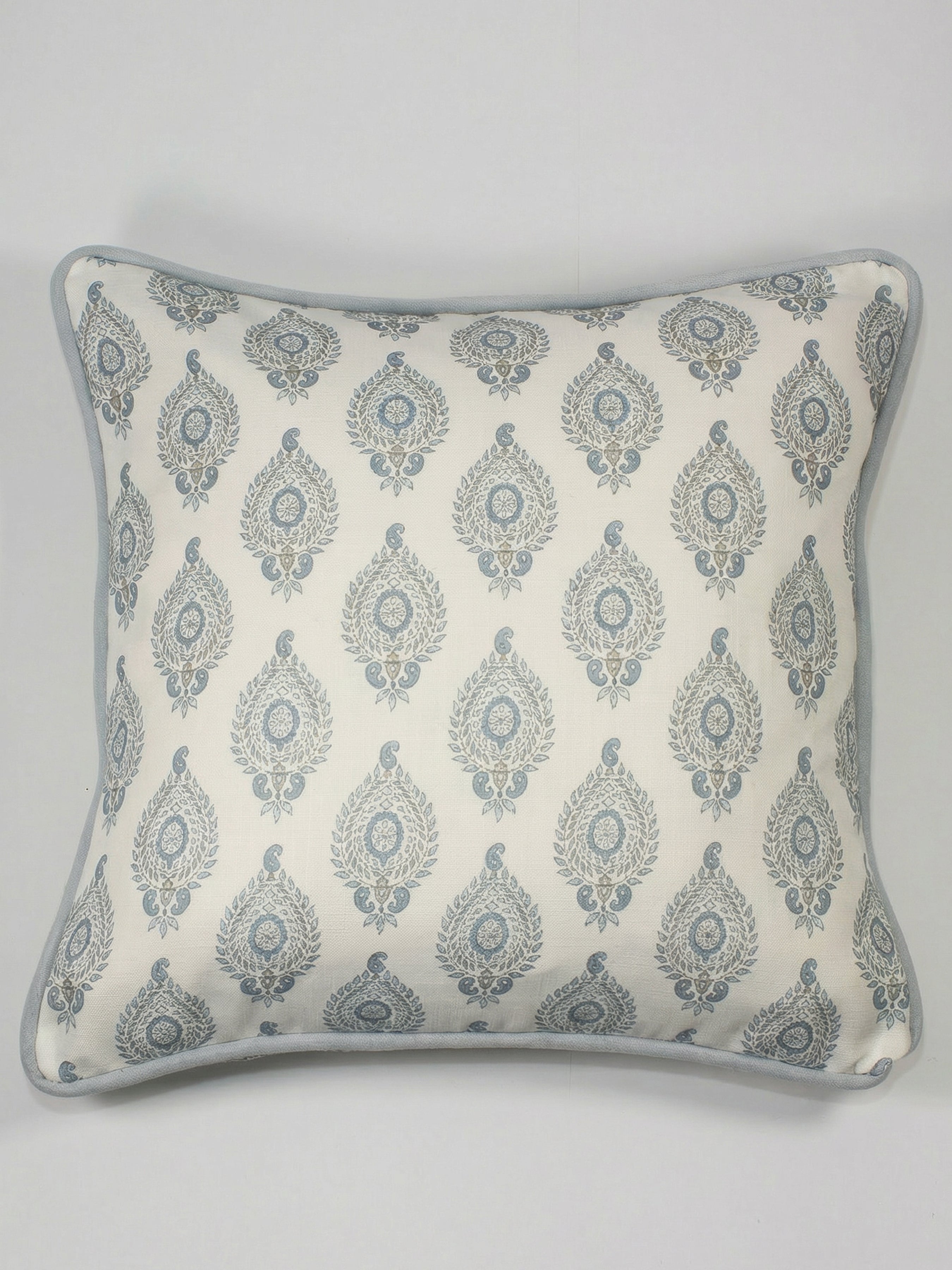Naya Motif Blue/Taupe Cushion - Esselle Home