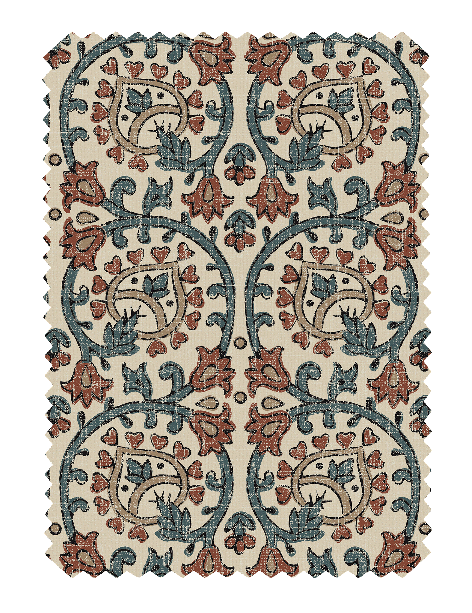 Veda Linen Spice Blue Fabric - Esselle Home