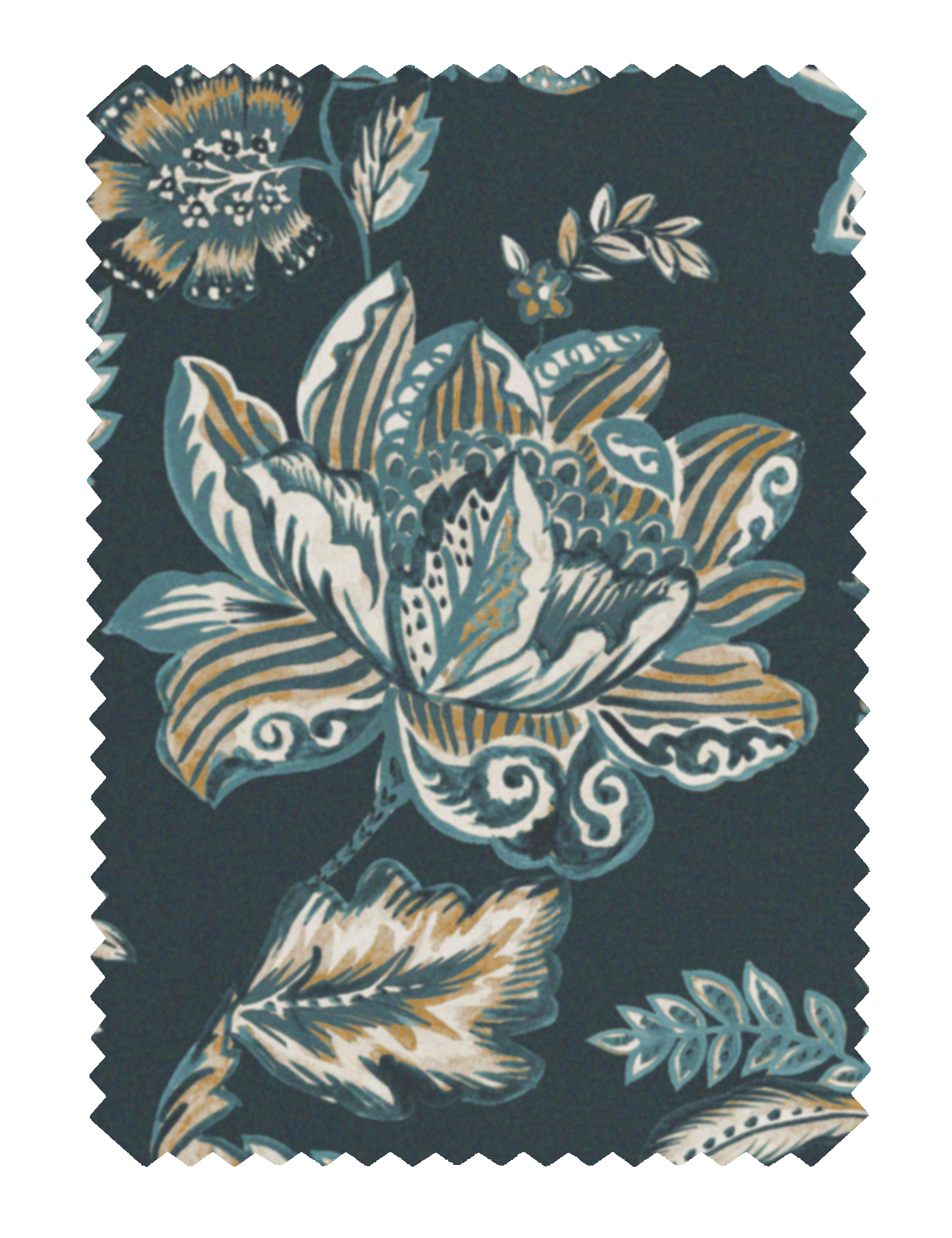 Kashmir Jacobean Navy/Teal Fabric - Esselle Home