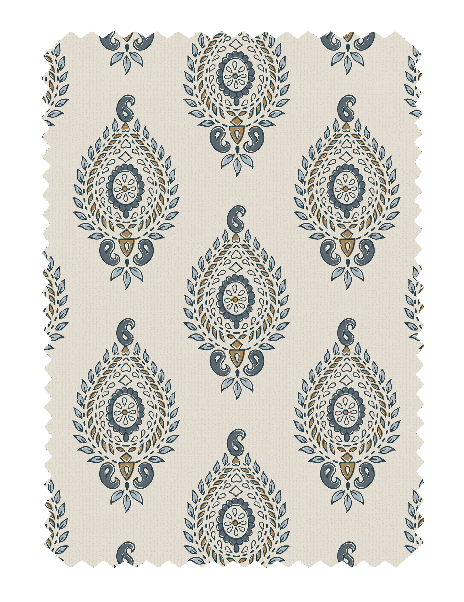 Naya Motif Blue/Taupe Fabric - Esselle Home