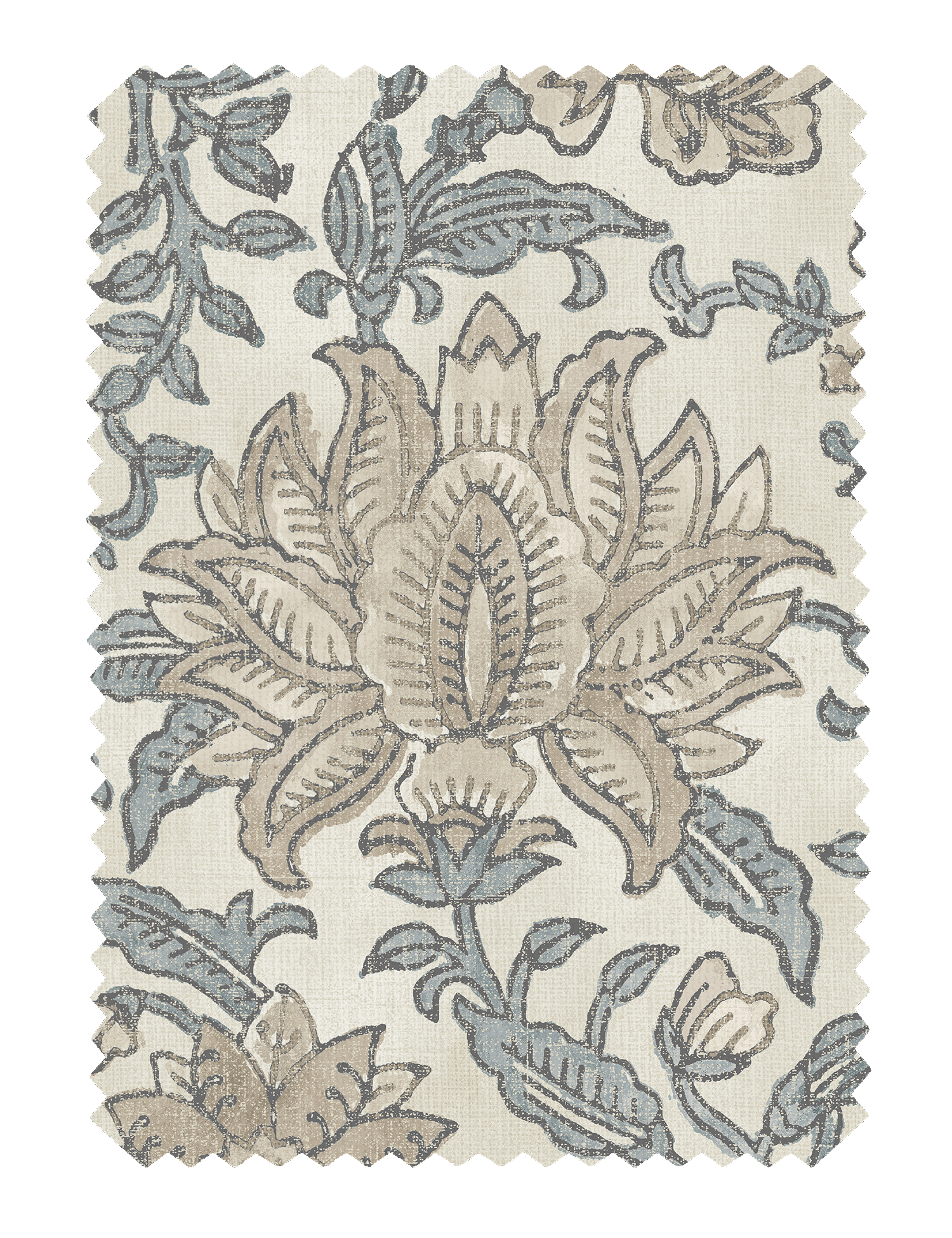 Nima Floral Taupe/Soft Blue Fabric