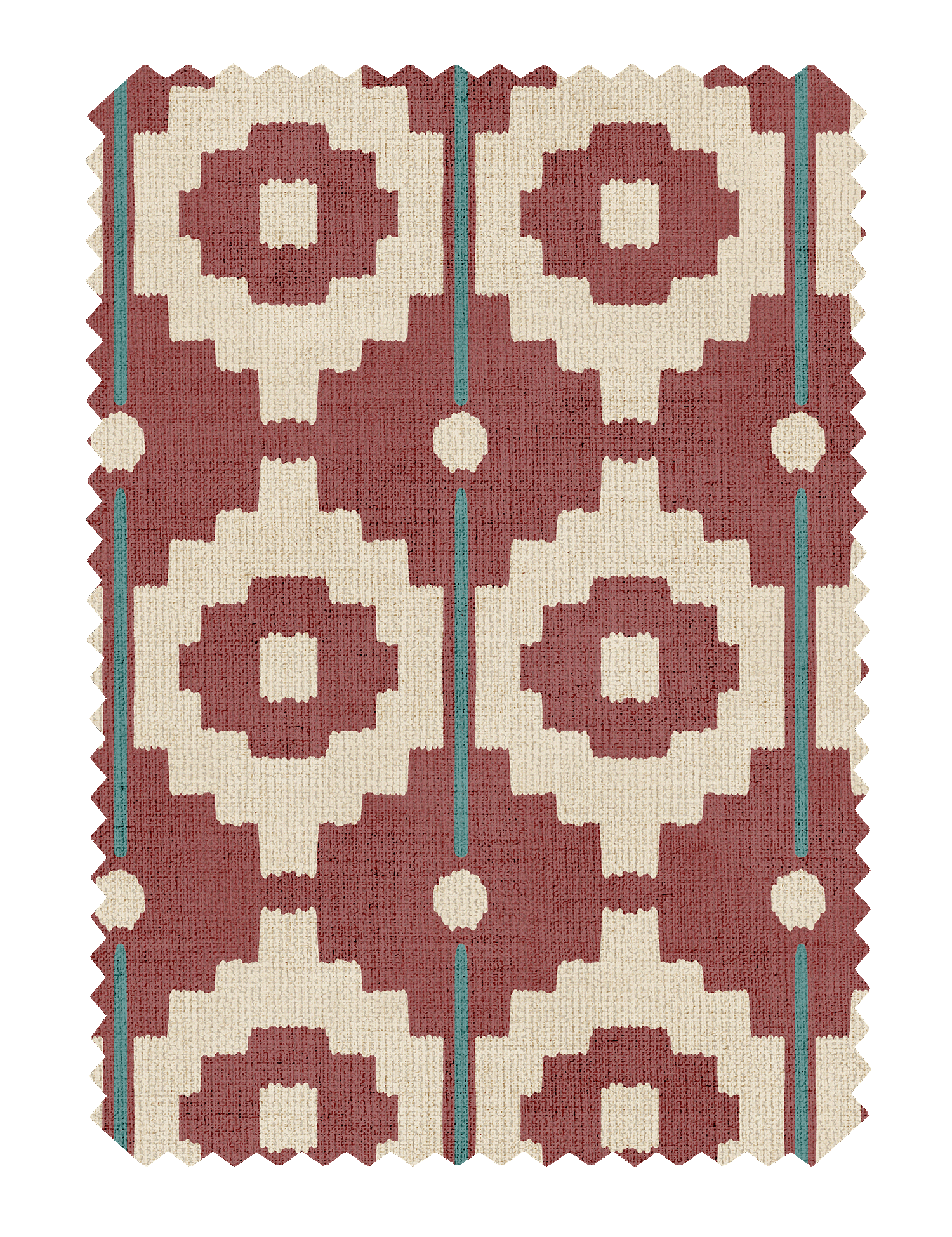 Santiago Geo Red/Teal Fabric - Esselle Home