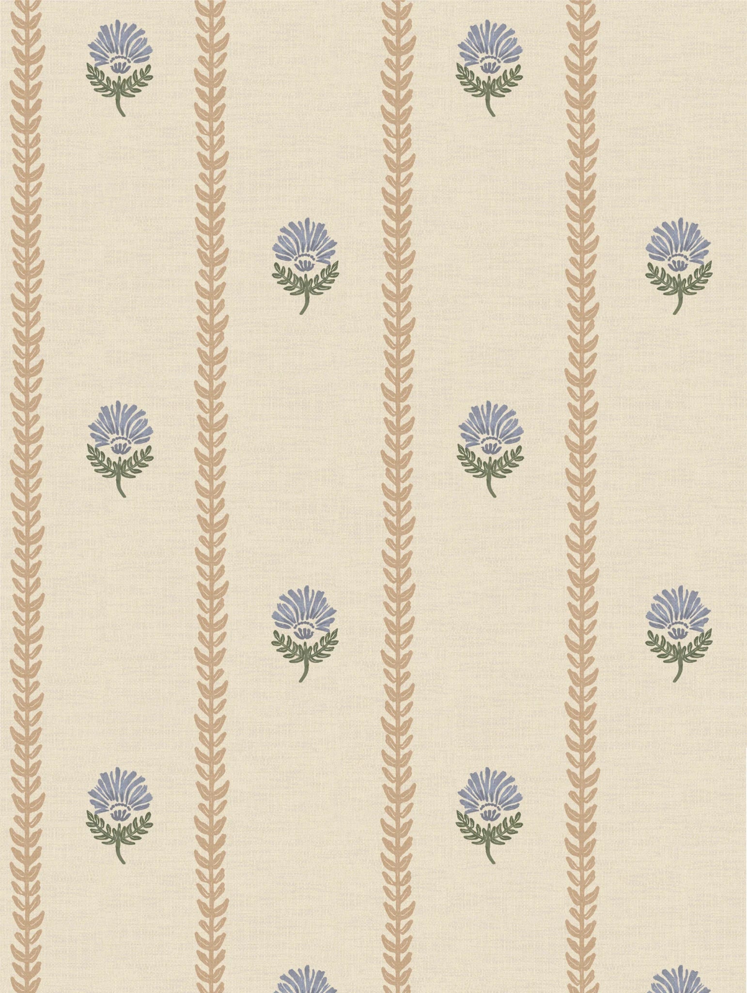 Thistle Trail Stripe Blue & Beige Wallpaper