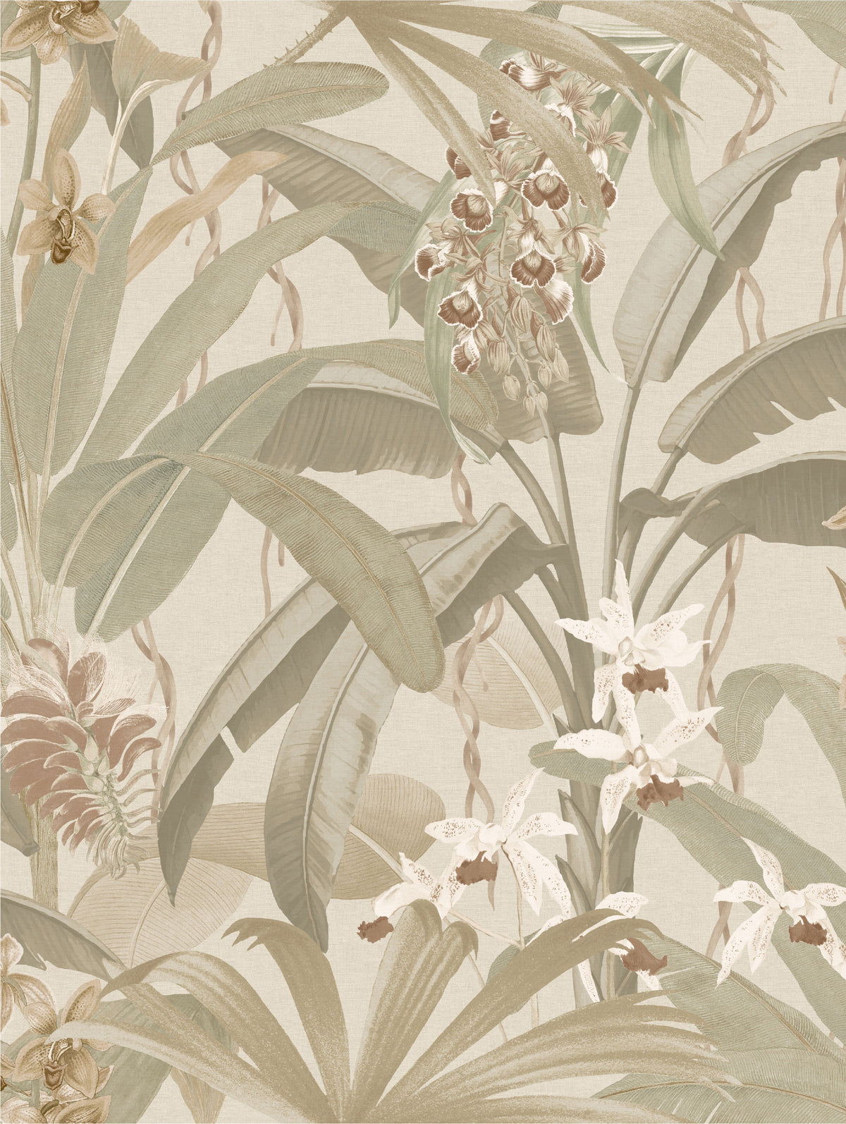 Saffron Cream & Sage Tropical | Leaf Jungle Wallpaper - Esselle Home