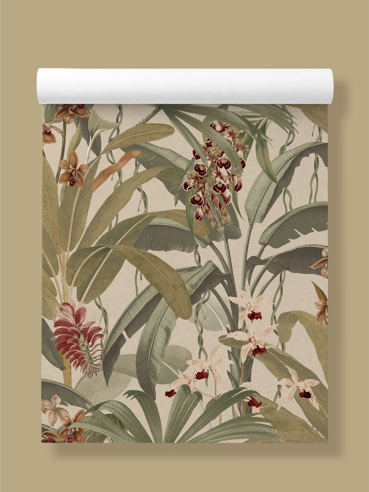 Saffron Sage & Natural Tropical | Leaf Jungle Wallpaper - Esselle Home