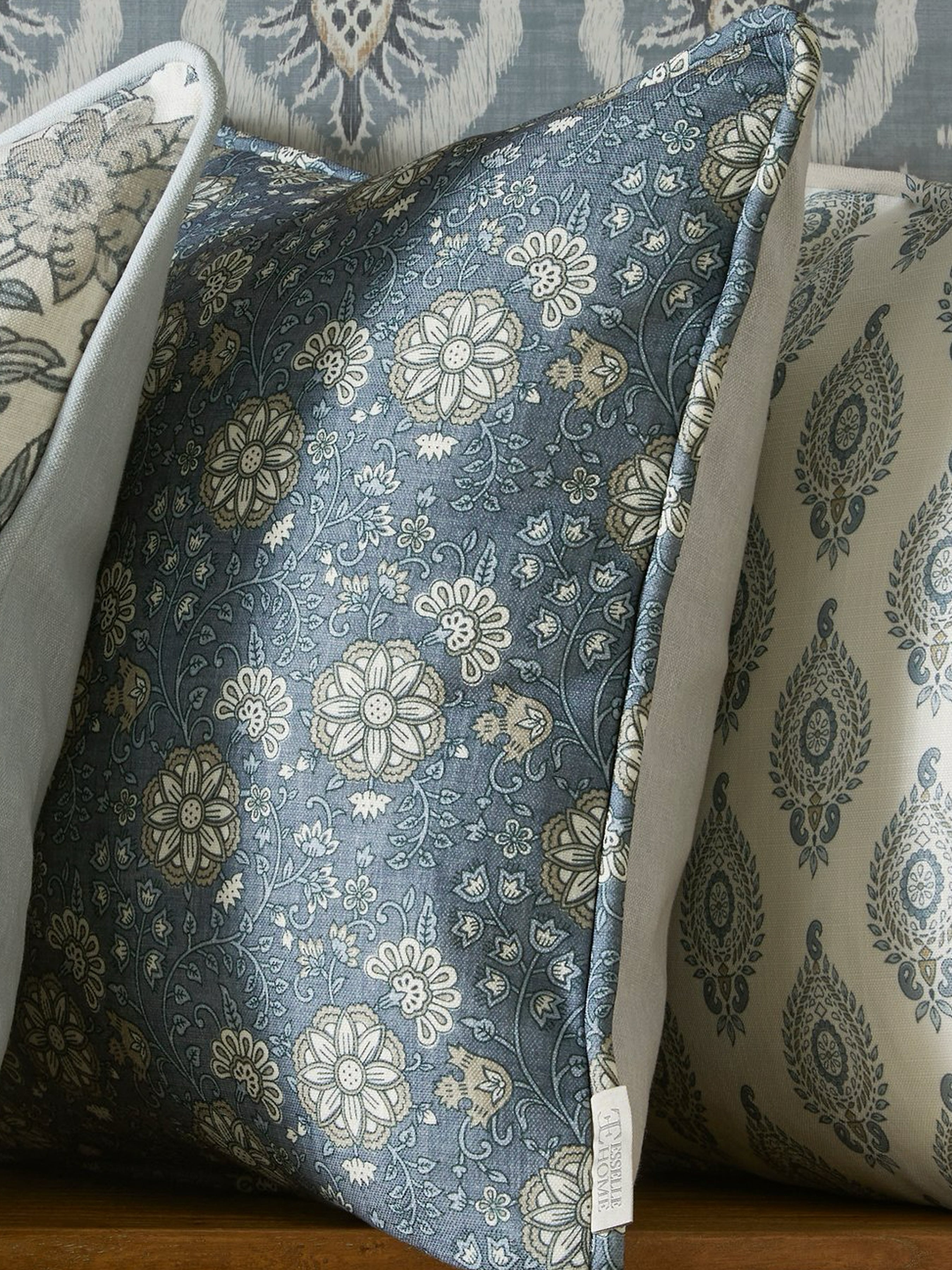 Lucien Trail Navy/Taupe Cushion - Esselle Home