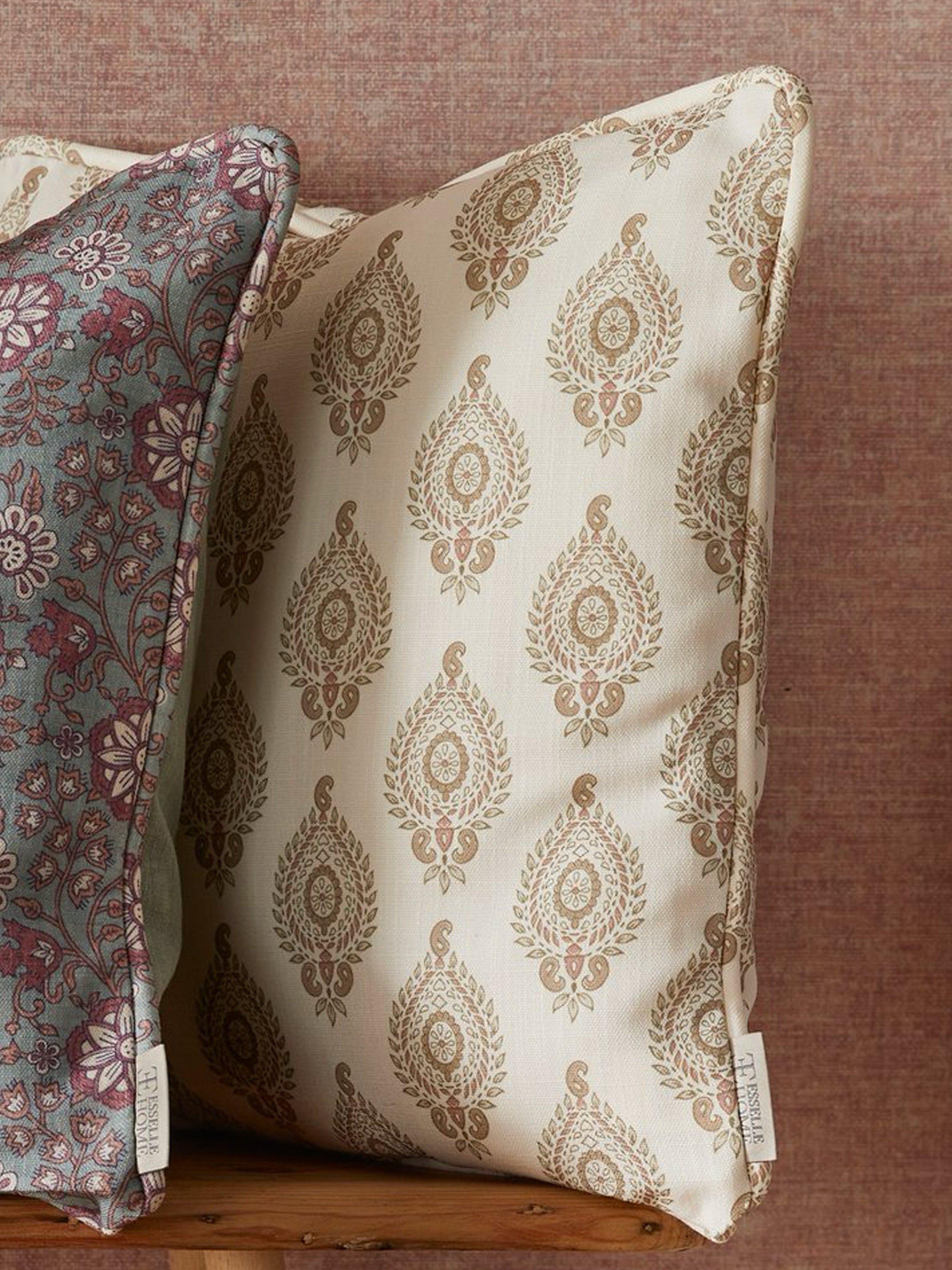 Naya Motif Neutral/Rose Cushion - Esselle Home