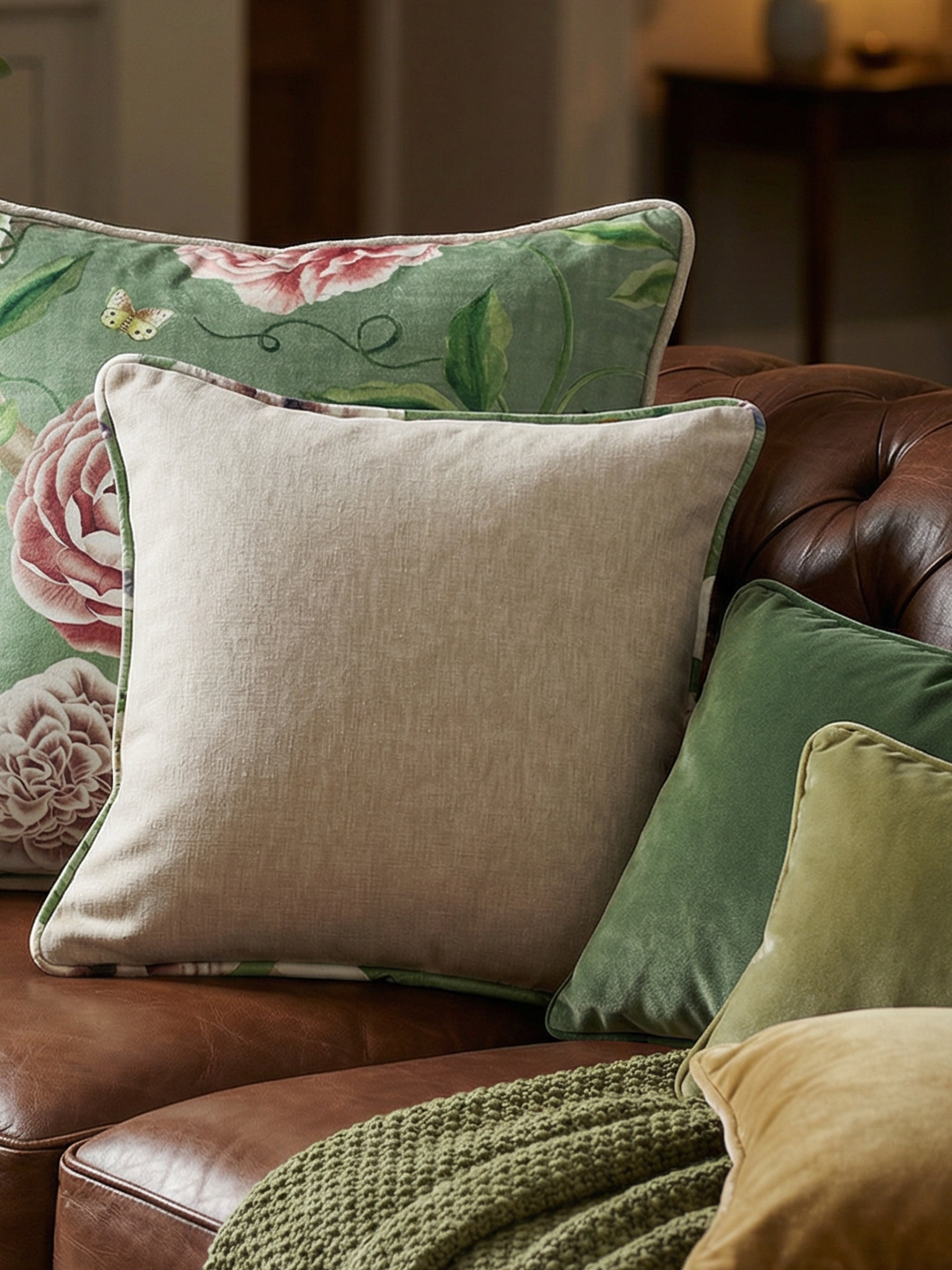 Eden Plain/Chinoiserie Oyster Cushion - Esselle Home