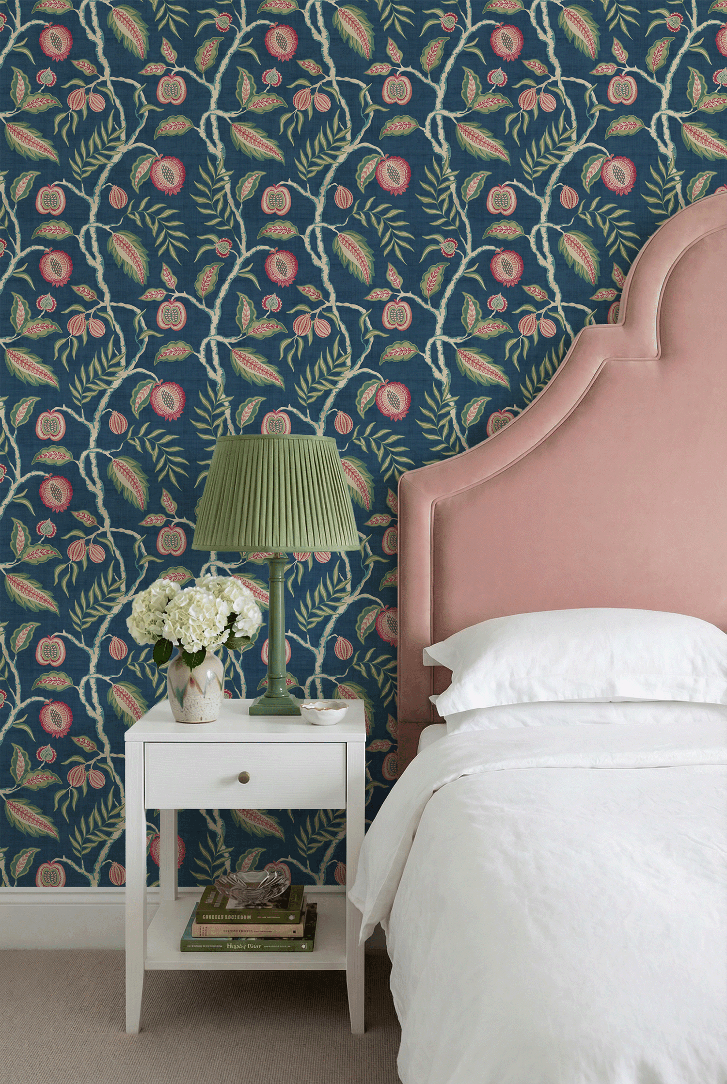 Fruits of Paradise Navy Wallpaper - Esselle Home