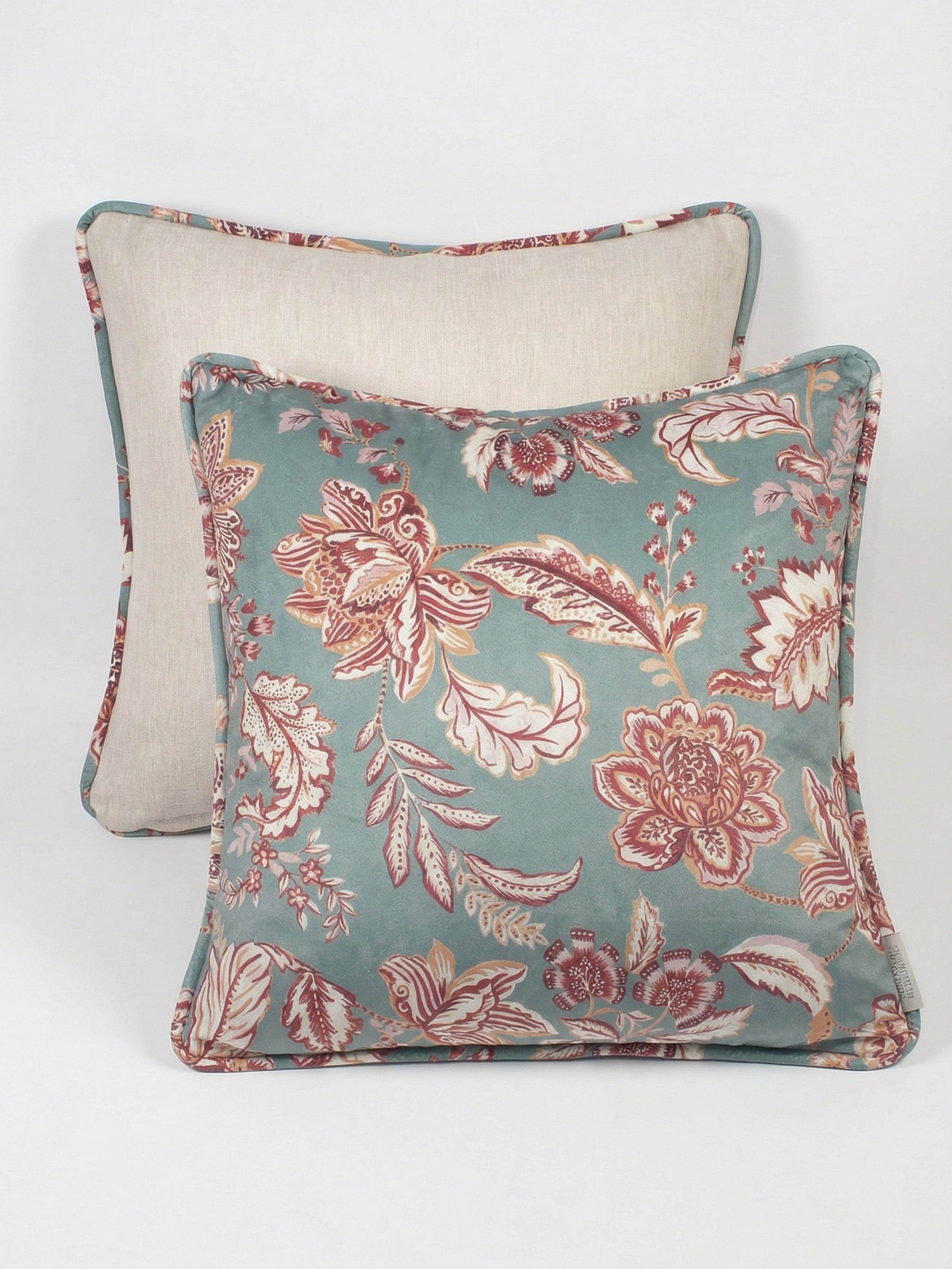 Kashmir Jacobean Teal/Raspberry Cushion - Esselle Home