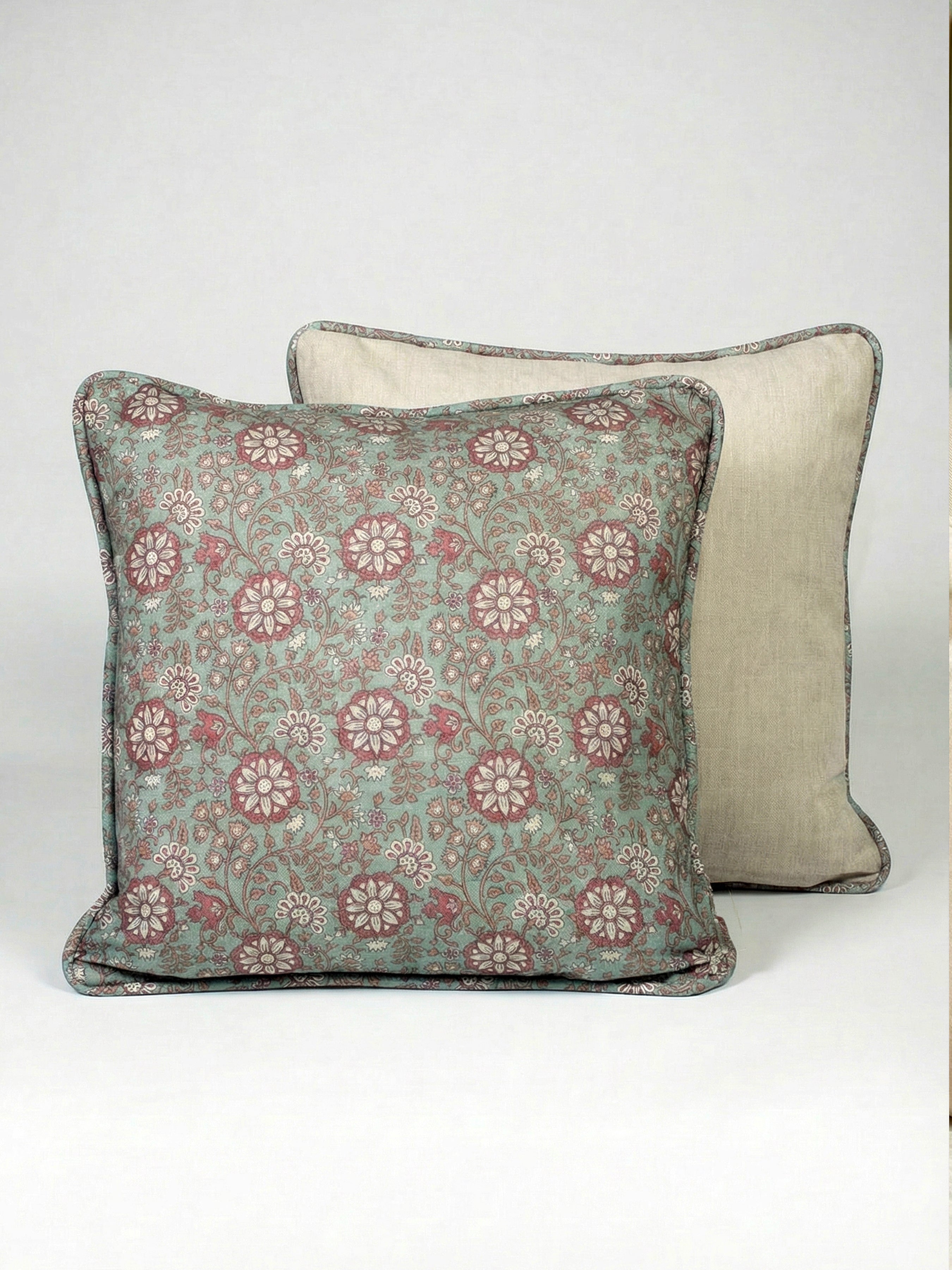 Lucien Trail Spice Pink/Green Cushion - Esselle Home