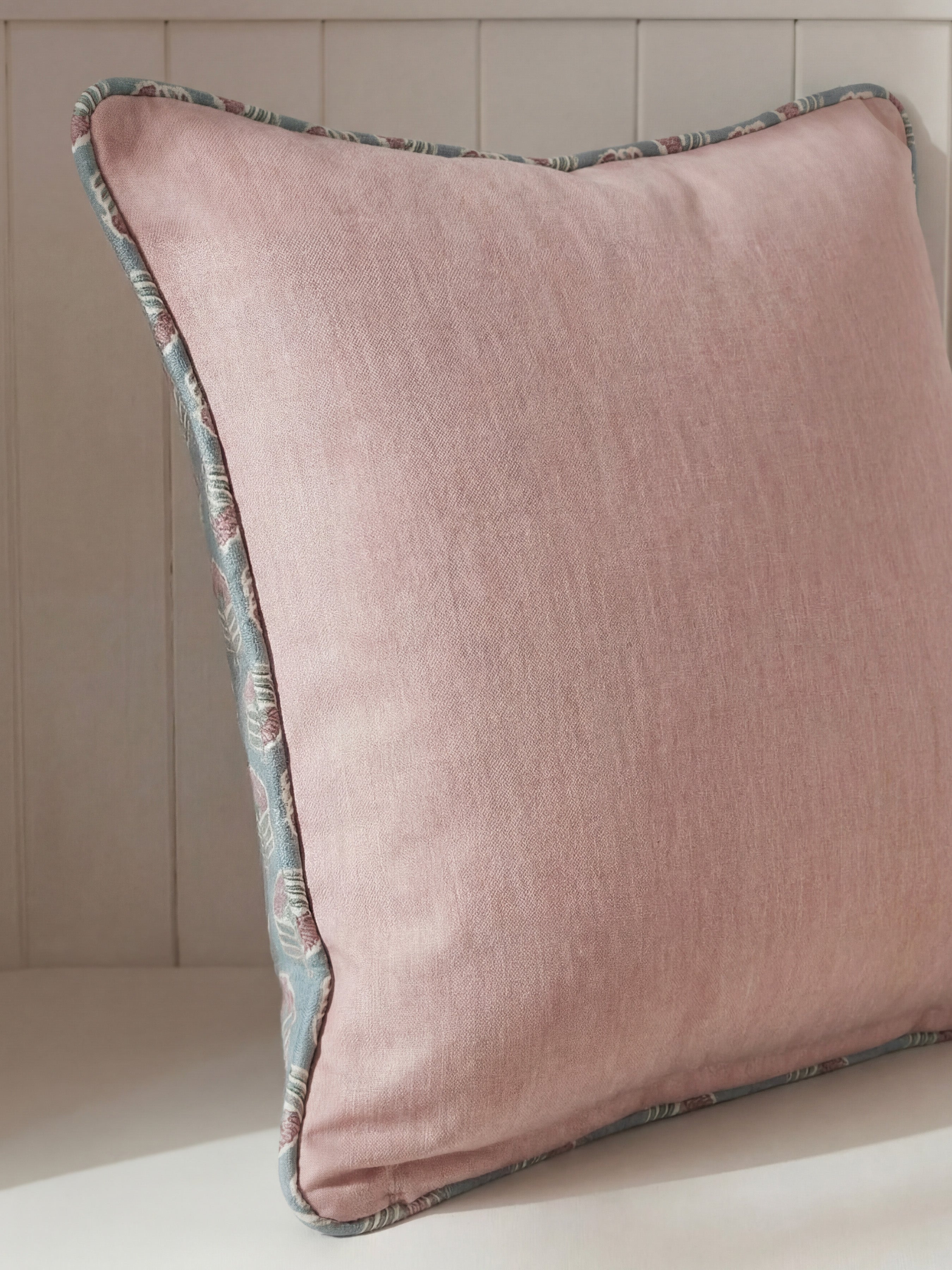 Wallington Floral Slate/Dusky Pink Cushion - Esselle Home