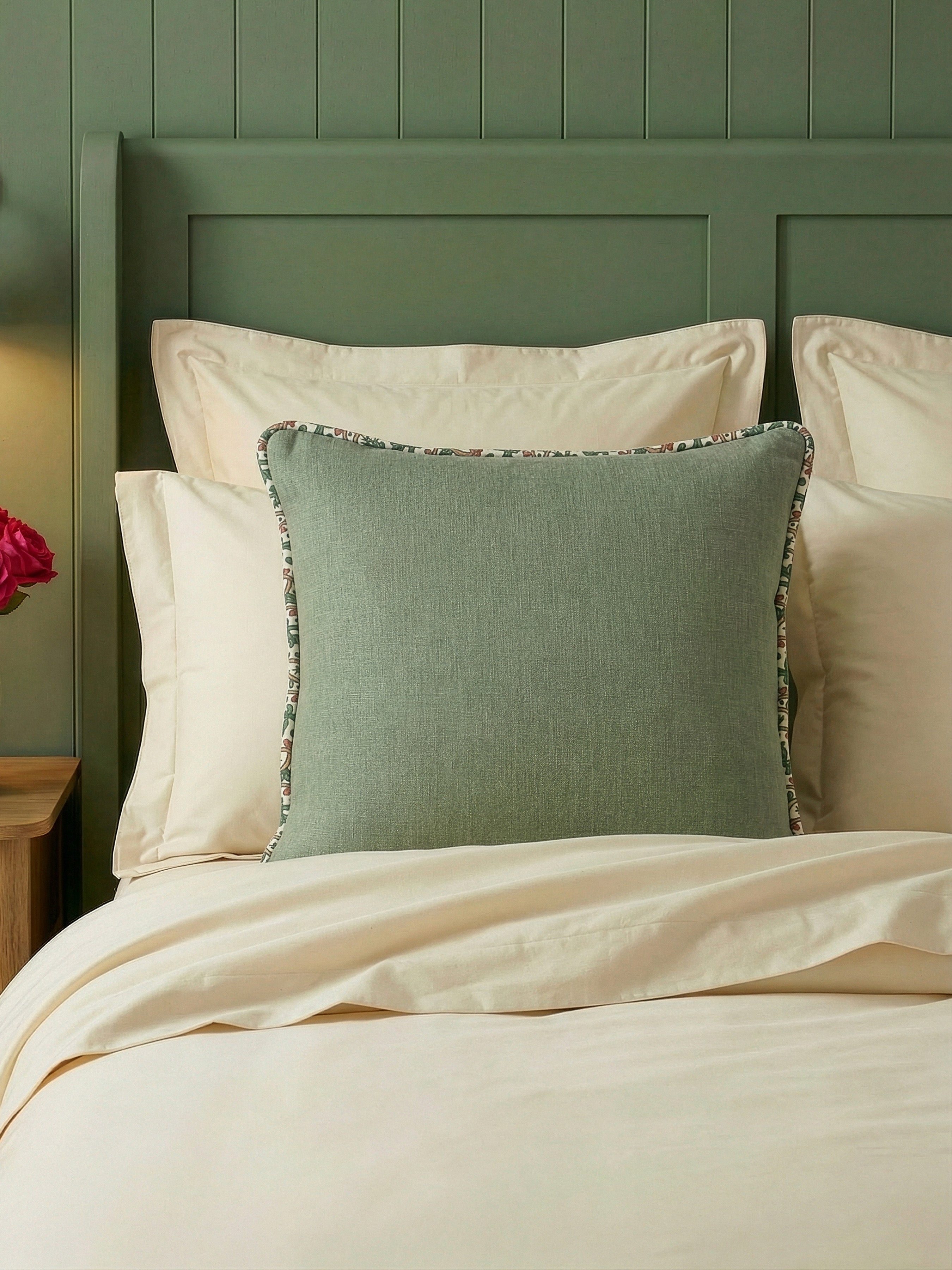 Eden Plain/Veda Mineral Green Cushion - Esselle Home