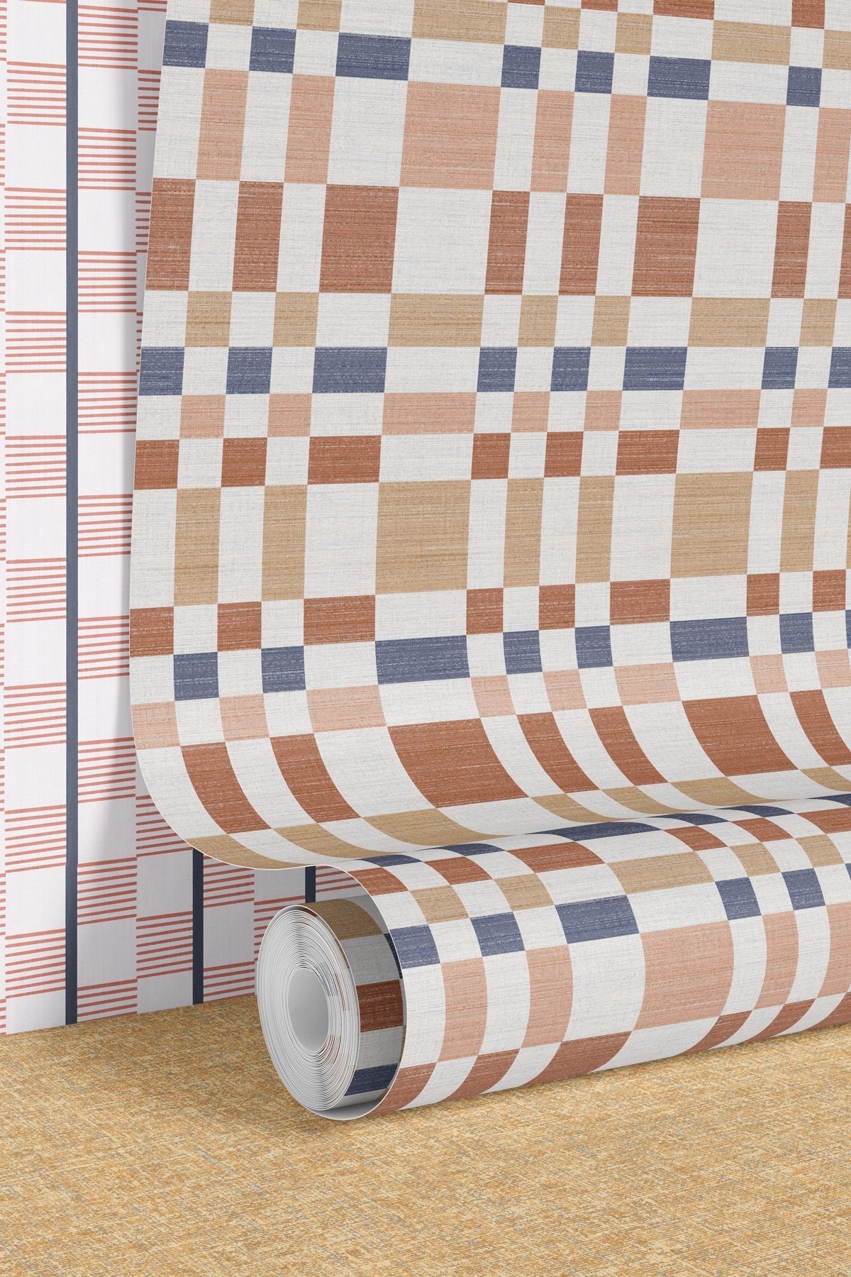Bergan Terracotta / Denim Wallpaper - Esselle Home