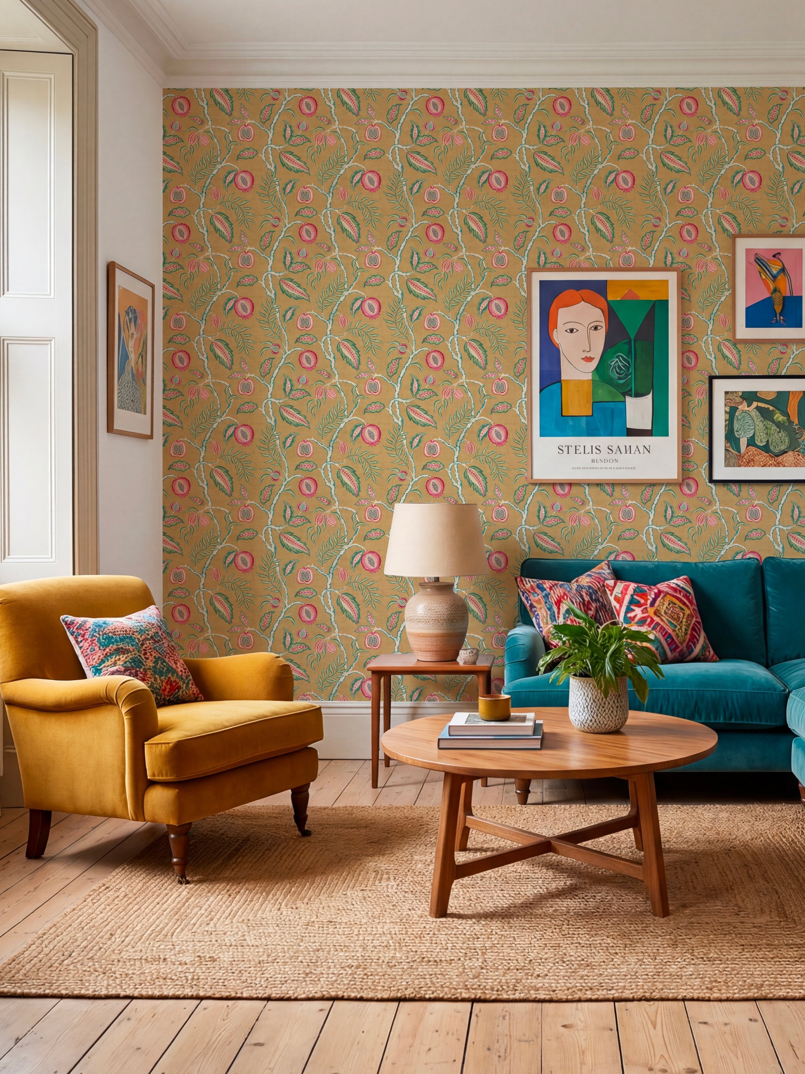 Fruits of Paradise Ochre Wallpaper - Esselle Home