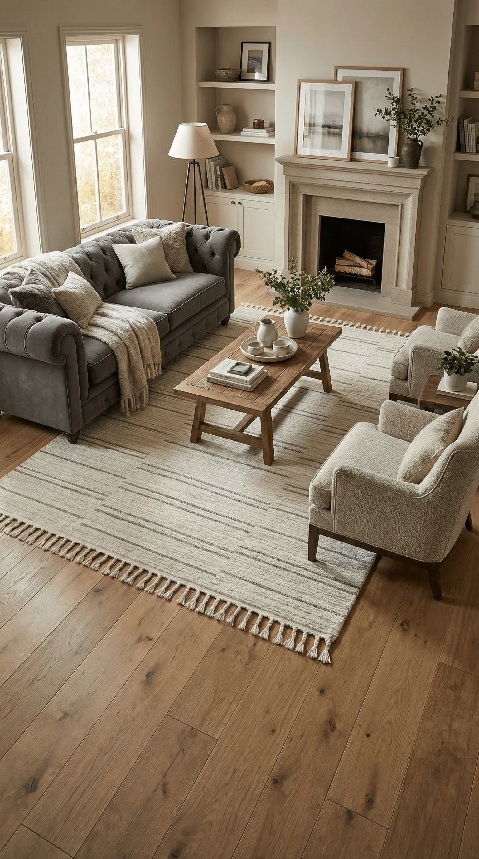 Arctic Vista Natural / Grey Rug - Esselle Home