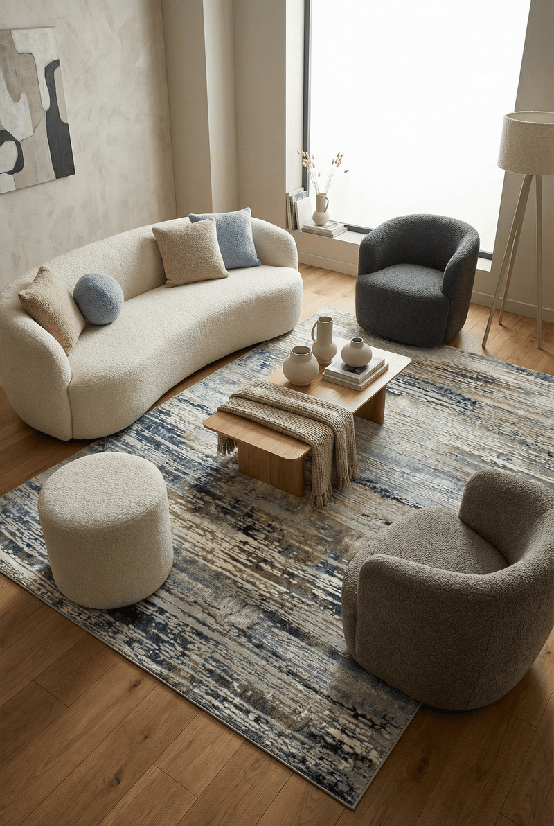 Solar Neptune Natural / Blue Rug - Esselle Home