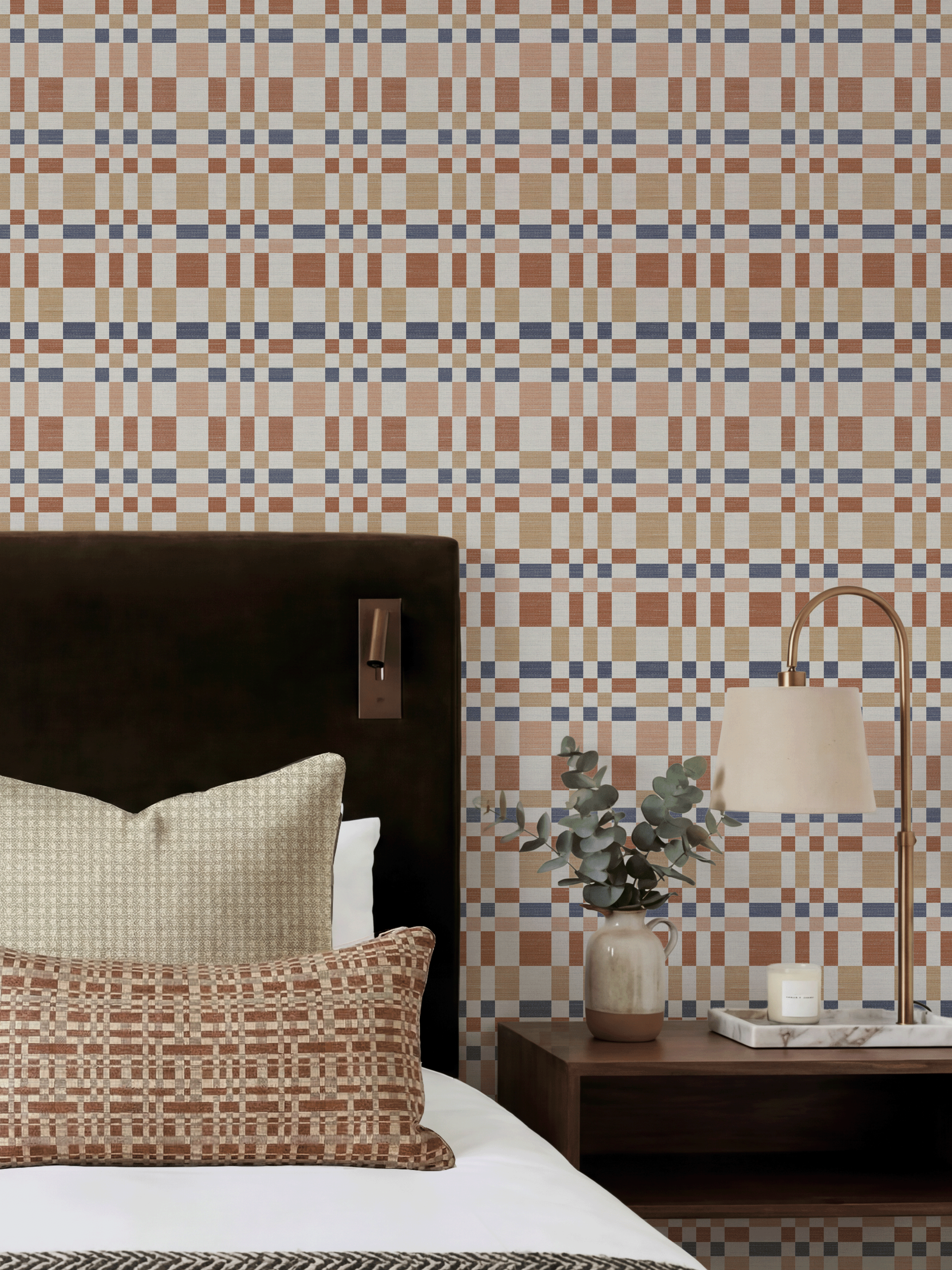 Bergan Terracotta / Denim Wallpaper - Esselle Home