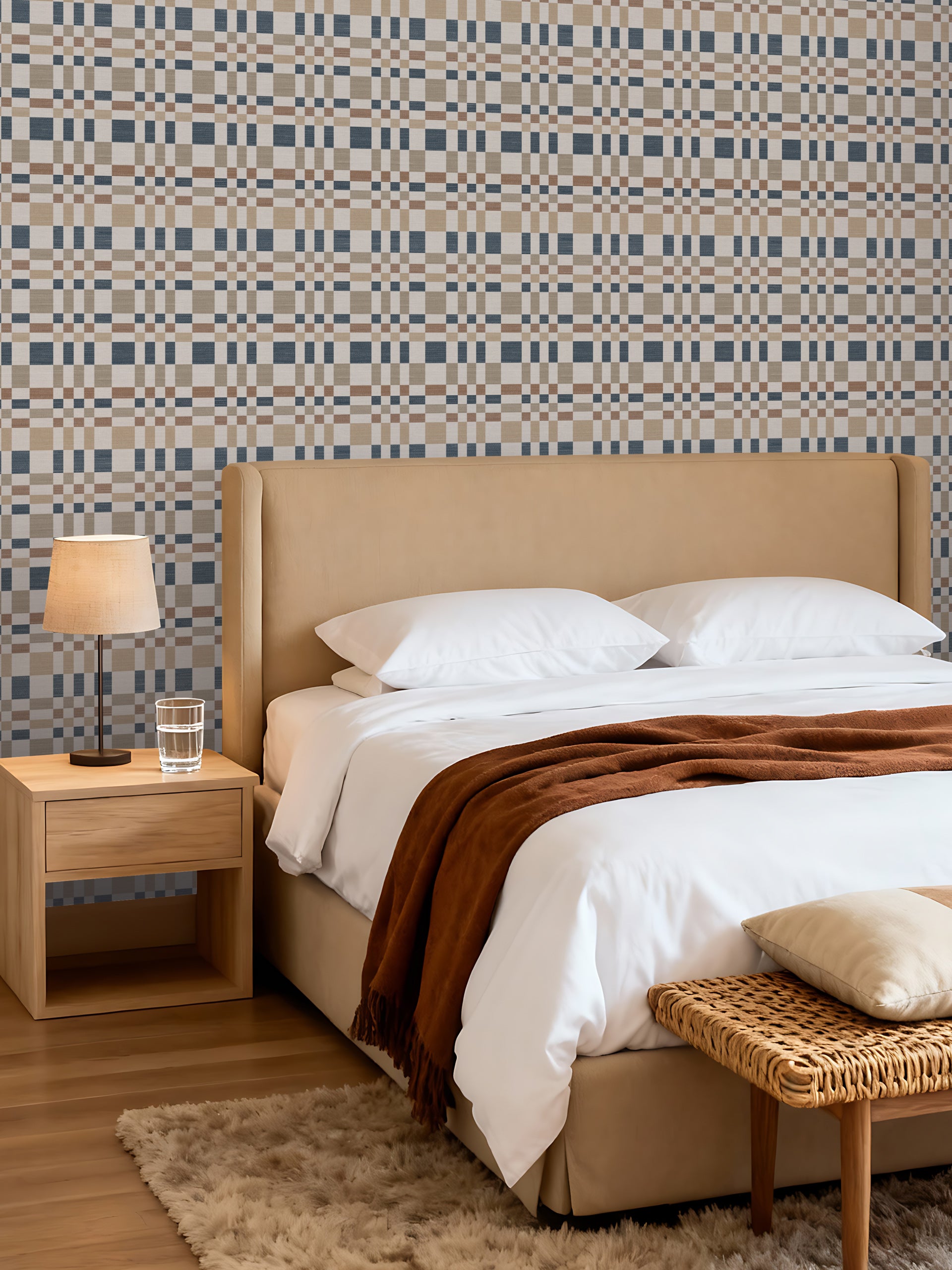 Bergan Navy / Natural Wallpaper - Esselle Home