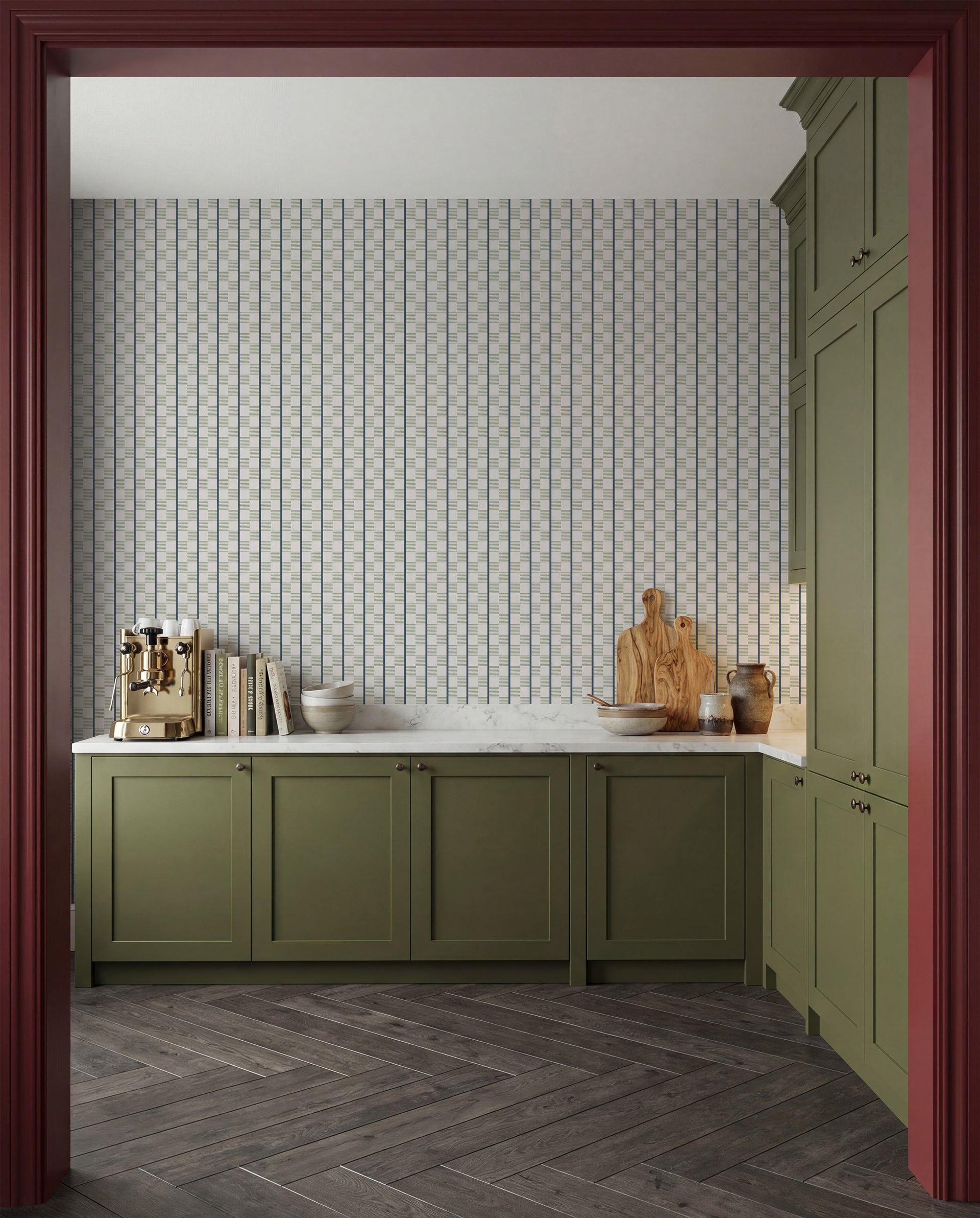 Ponty Olive Wallpaper - Esselle Home