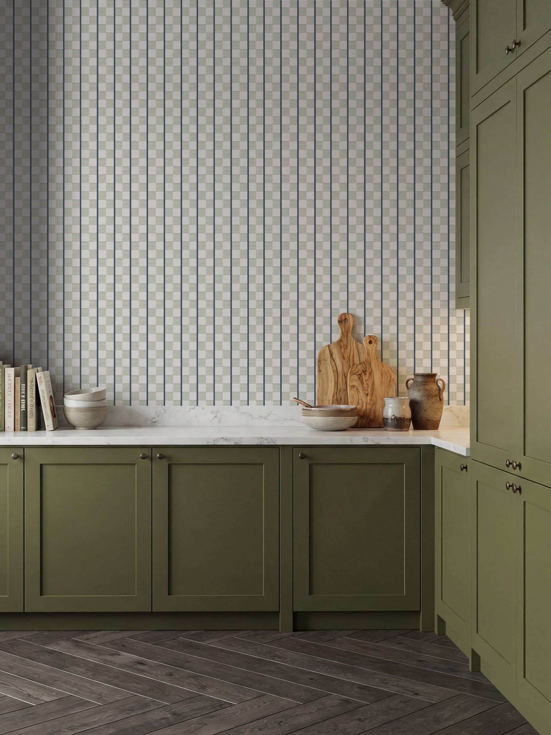 Ponty Olive Wallpaper - Esselle Home