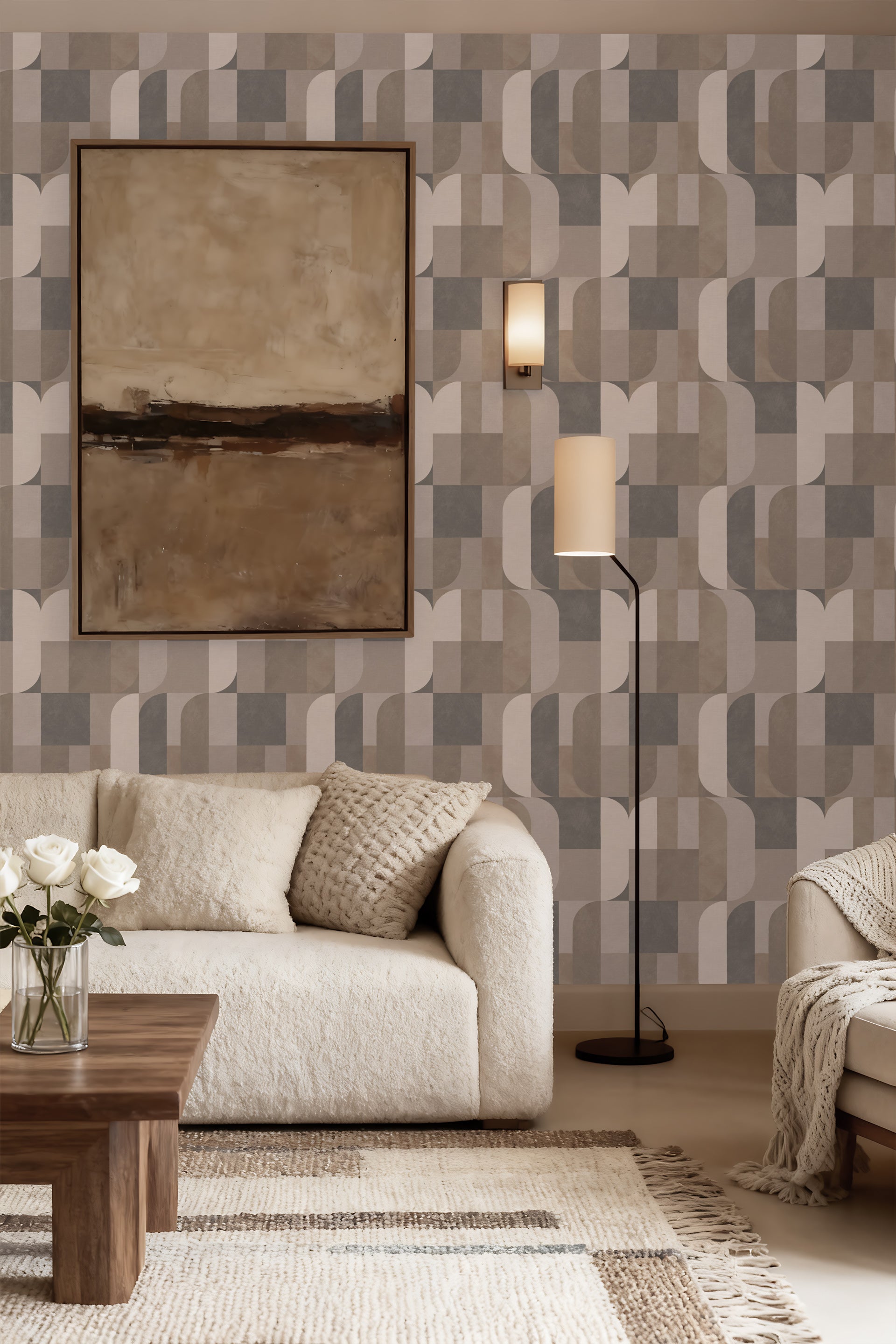 Atton Natural / Slate Wallpaper - Esselle Home