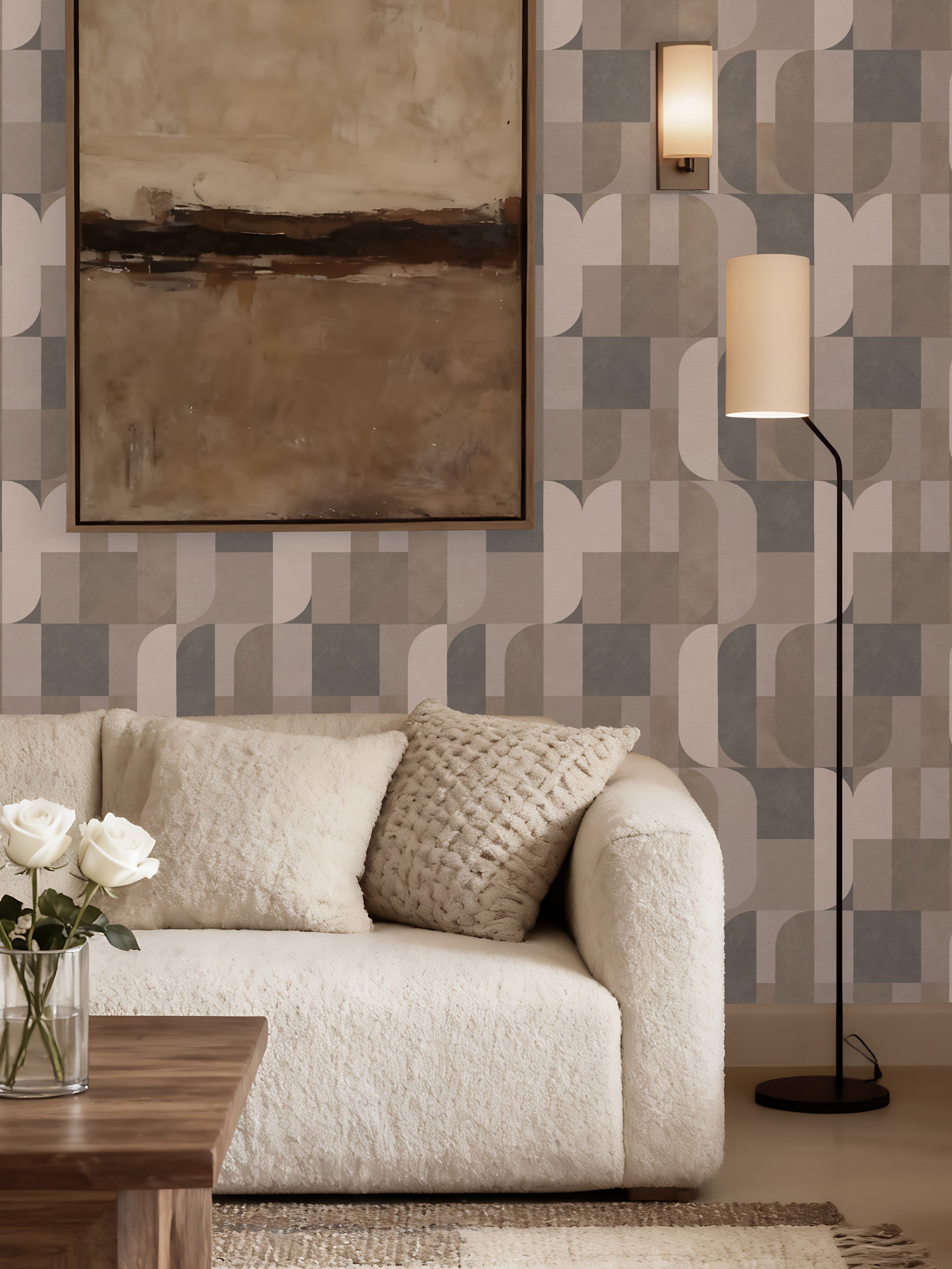 Atton Natural / Slate Wallpaper - Esselle Home
