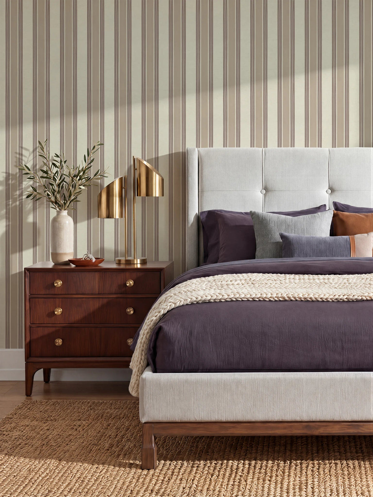 Old World Stripe Blush Pink Wallpaper