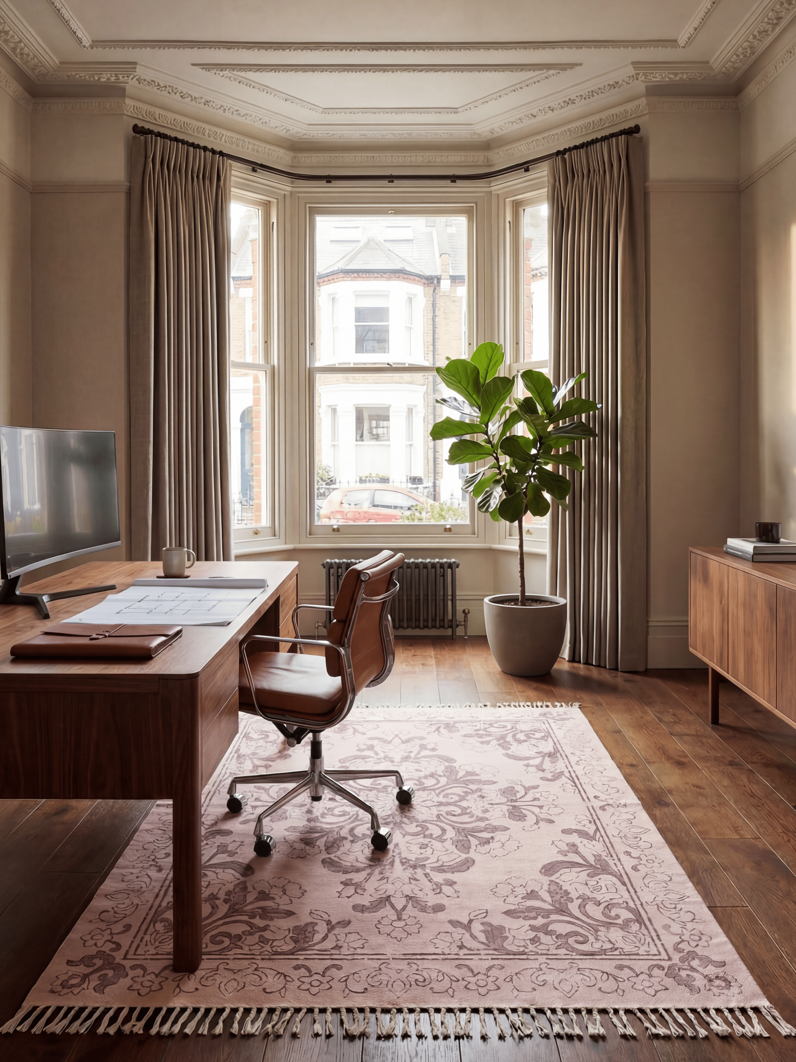 Kew Antique Printed 160x230cm Mauve Rug with Tassel - Esselle Home