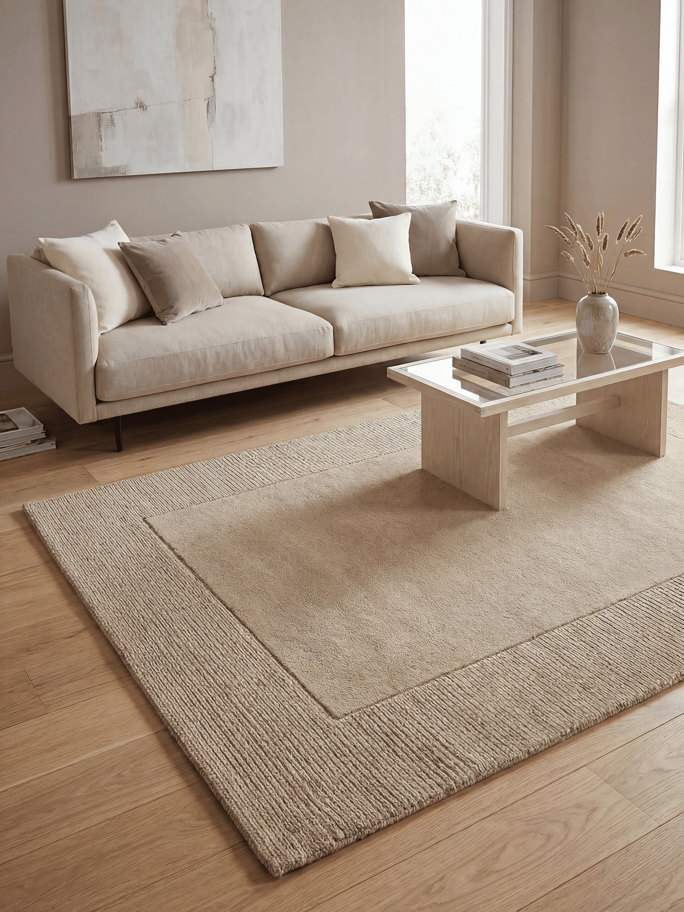 Esme Wool Stone Rug 200 x 290cm - Esselle Home