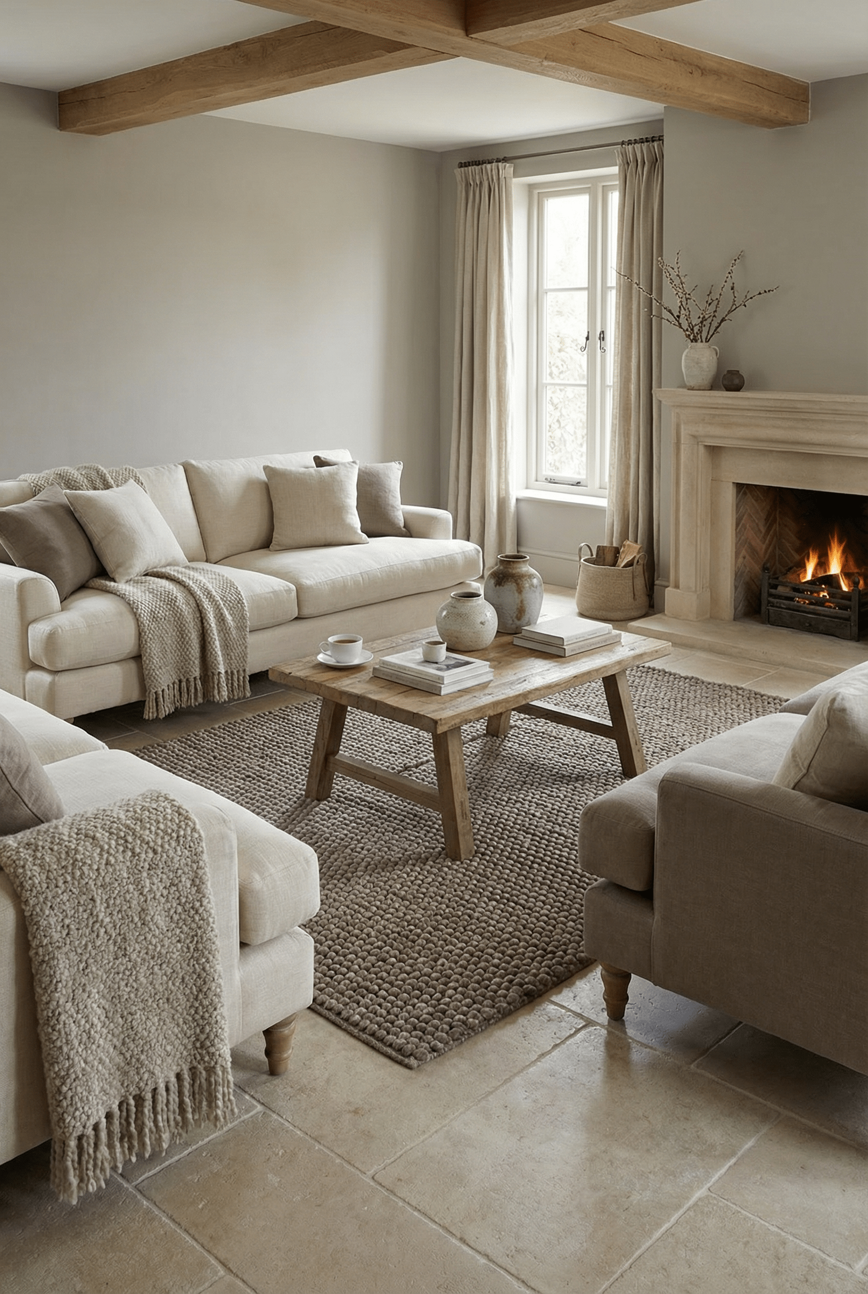 Delilah Mottled Wool Pebble Taupe Rug 200x290cm - Esselle Home