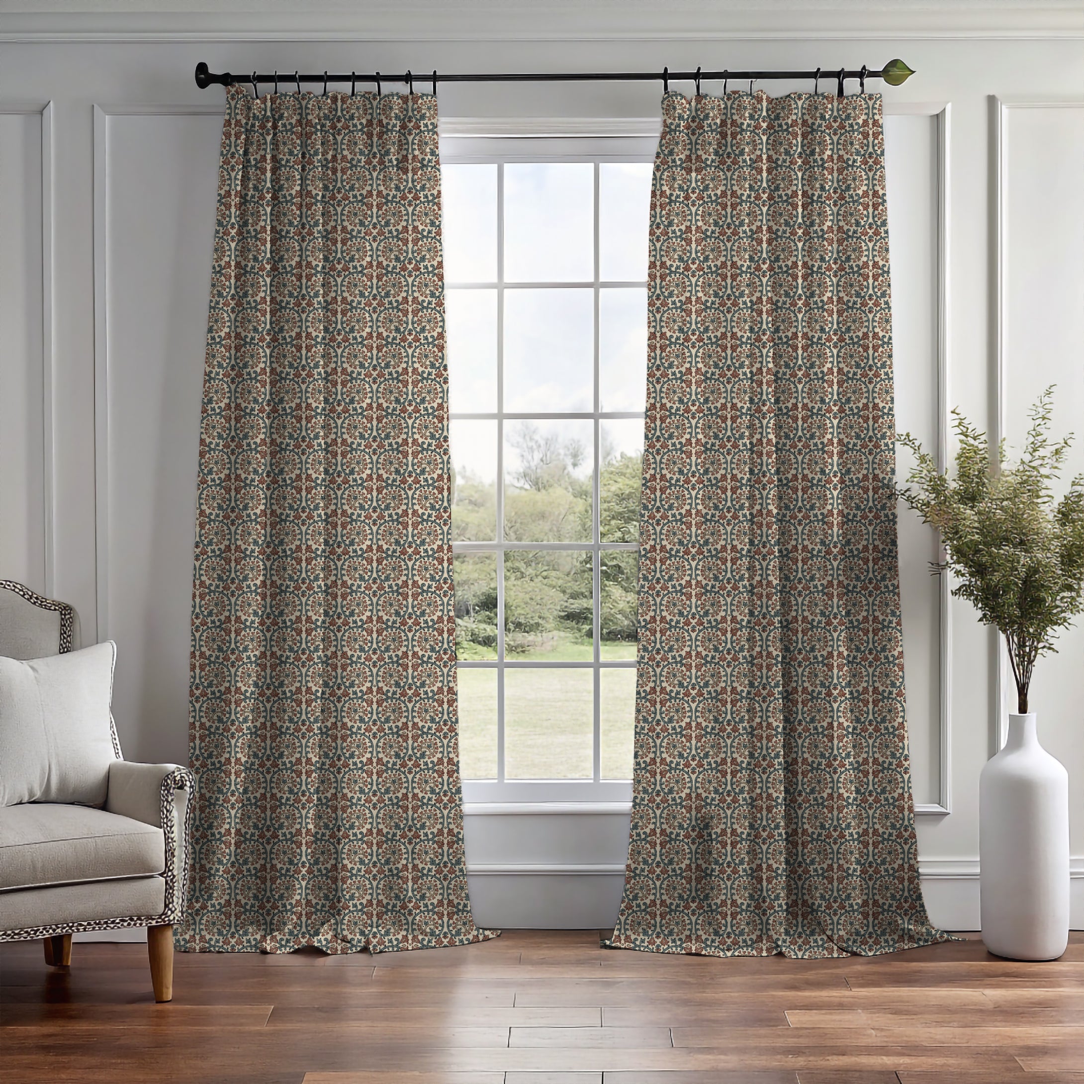 Veda Linen Spice Blue Curtain