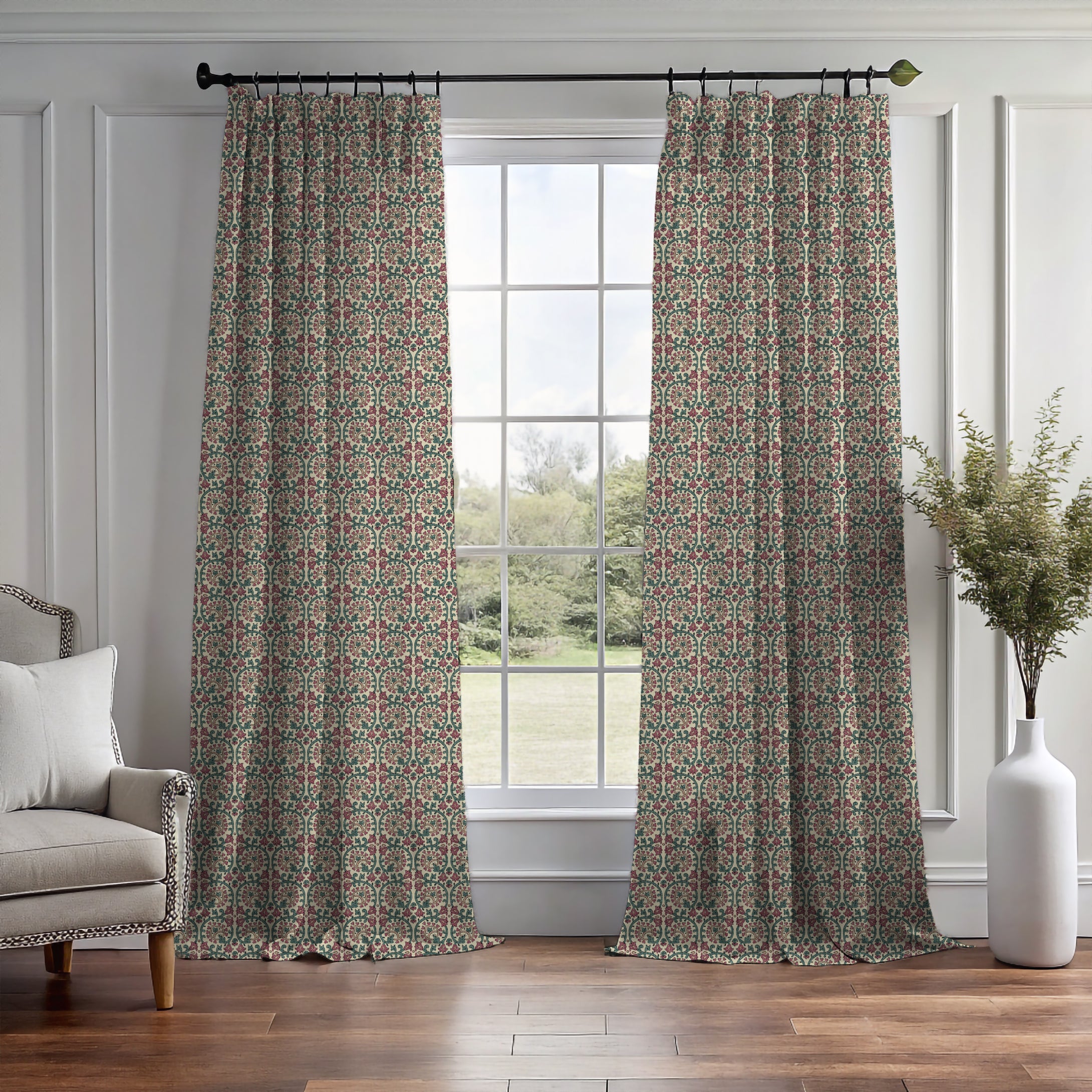 Veda Linen Teal/Raspberry Curtain