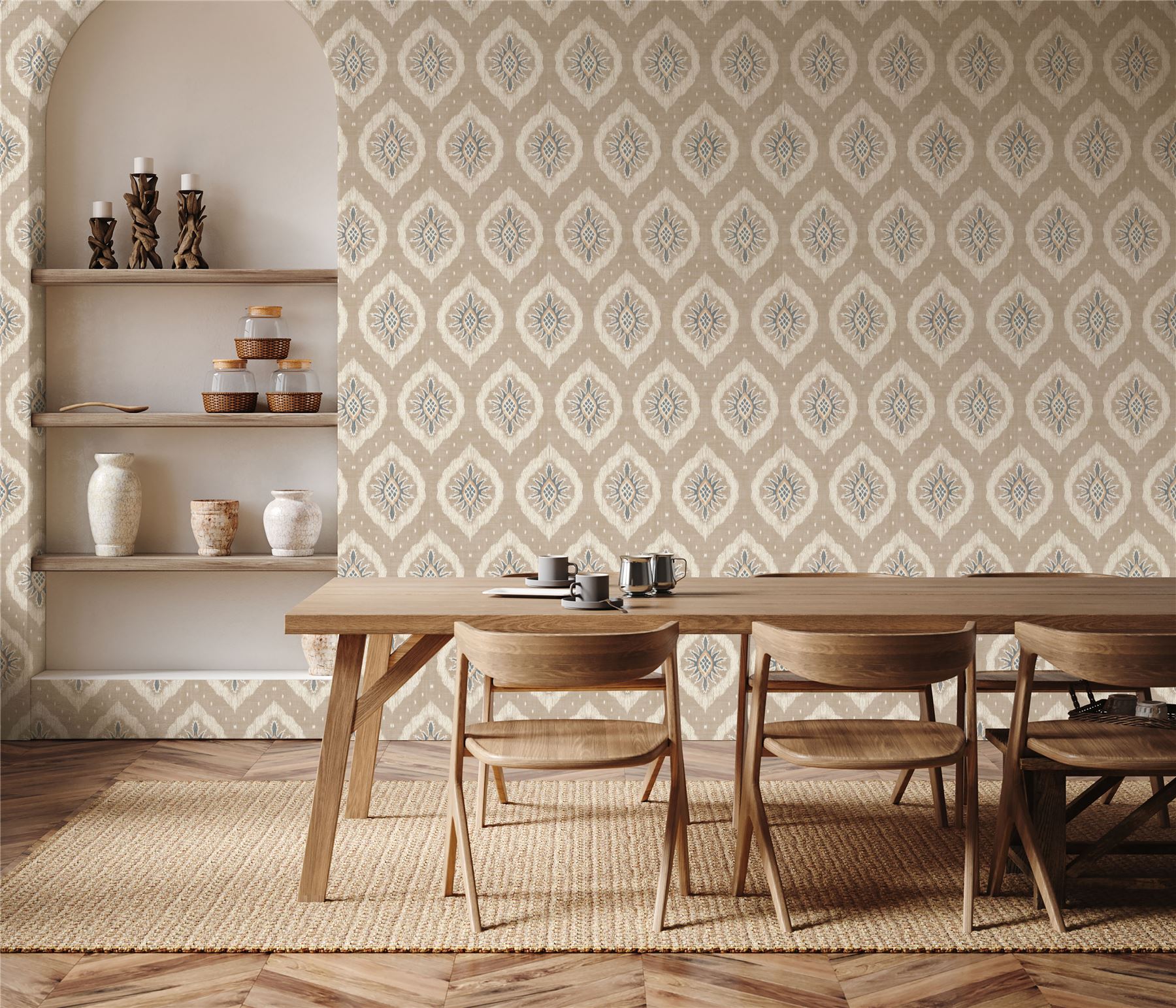 Odina Ikat Natural Wallpaper - Esselle Home