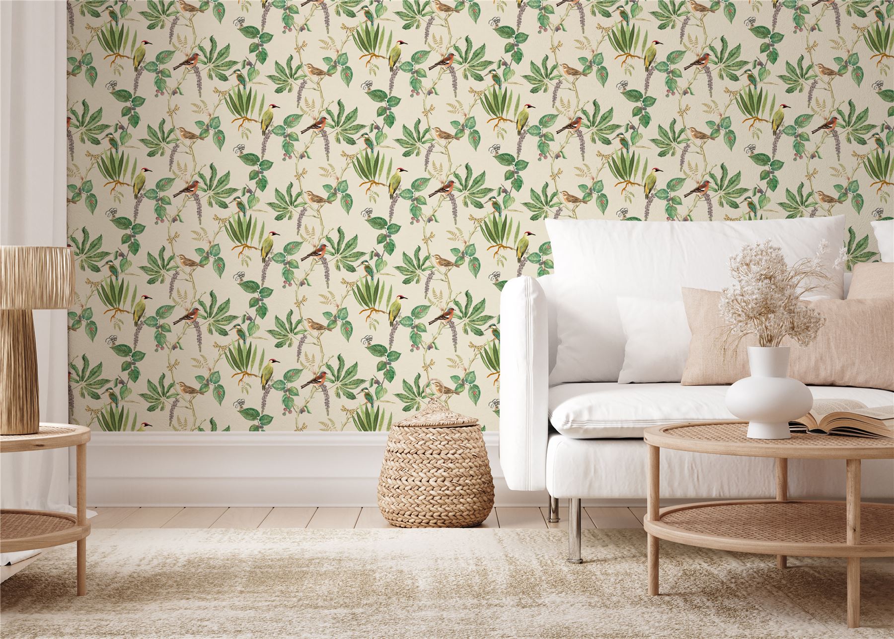 Hill Top Garden Cotton/Green Wallpaper - Esselle Home