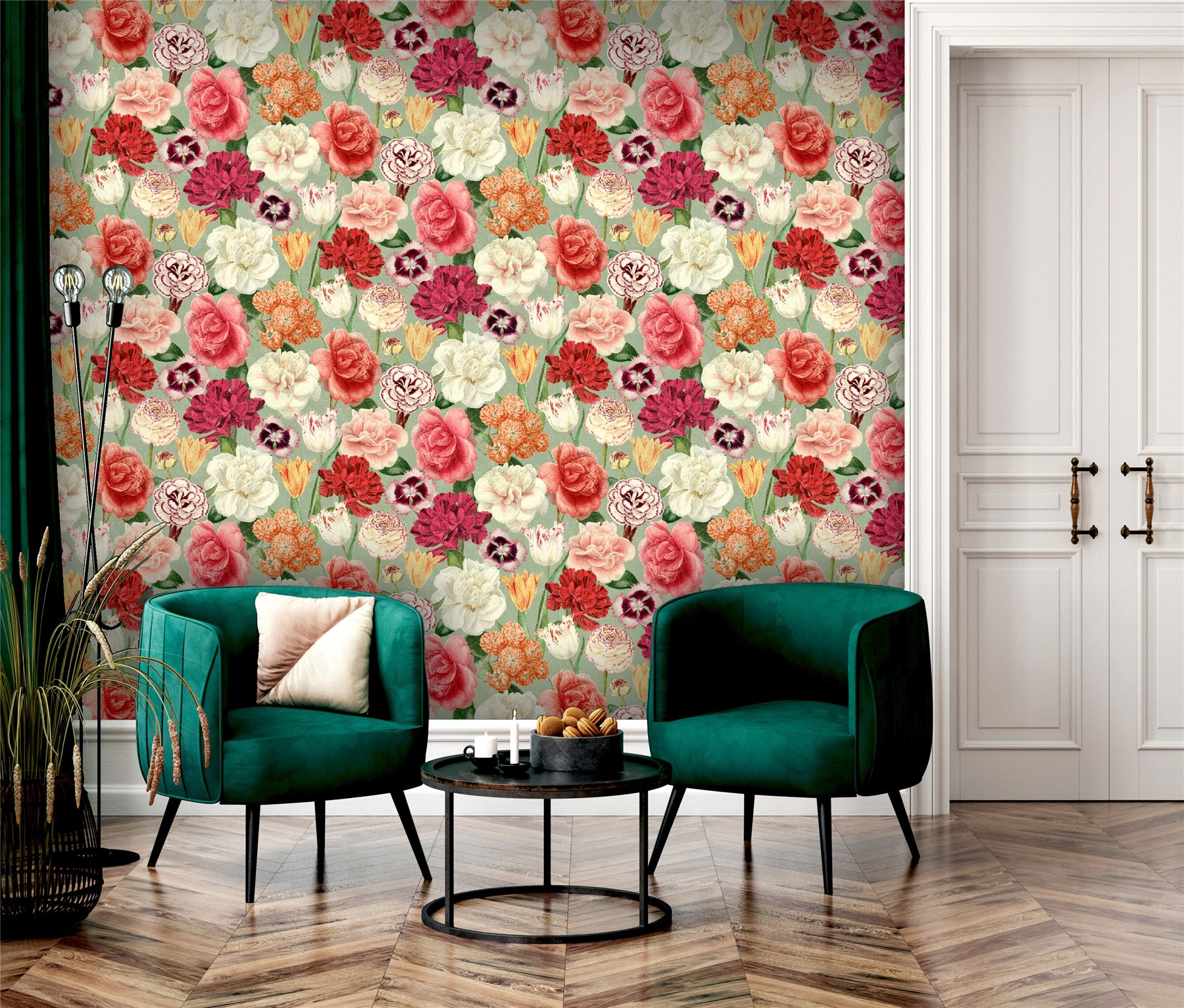 RHS Blooming Bouquet Sage Wallpaper - Esselle Home