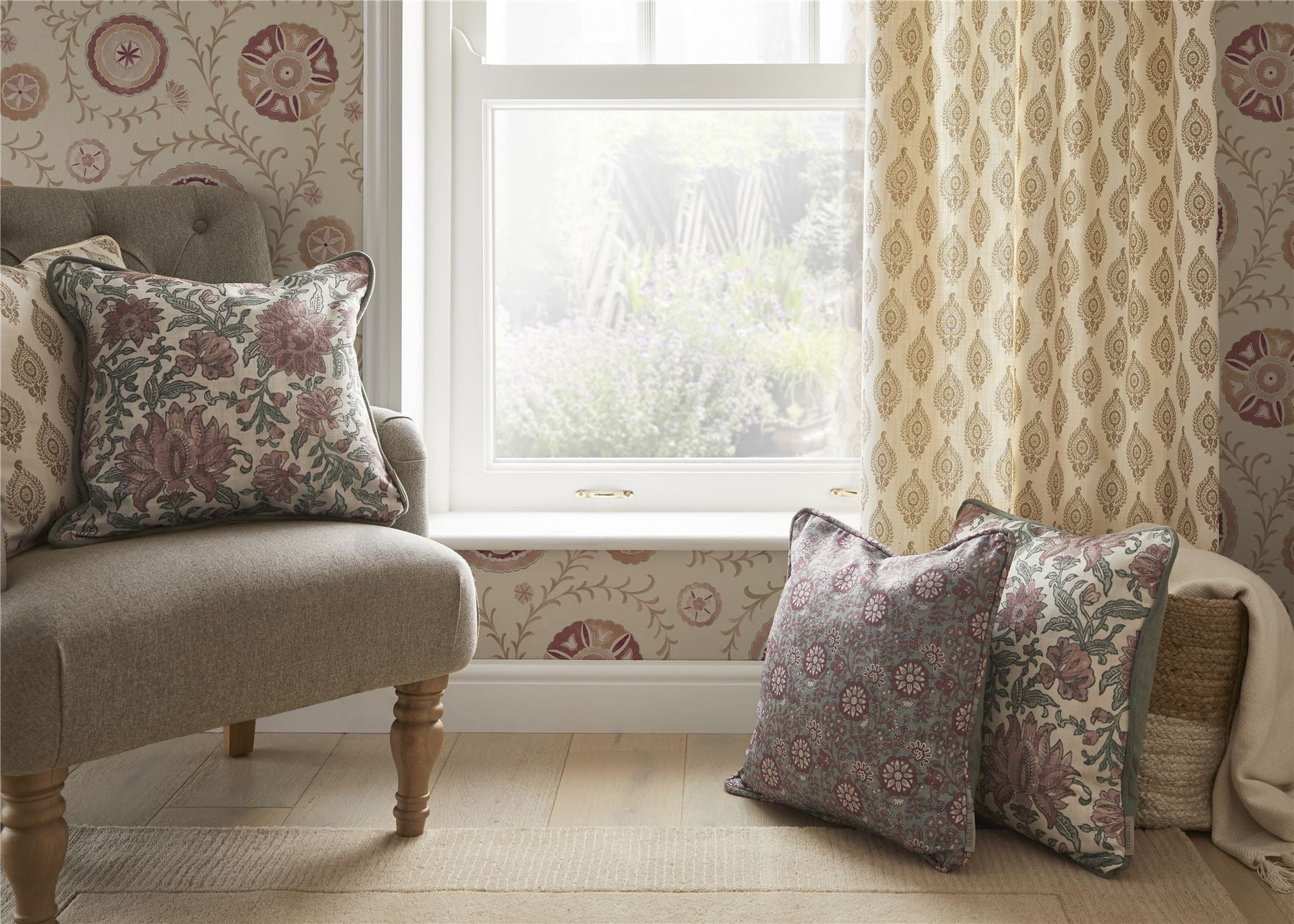 Nima Floral Rose/Sage Cushion