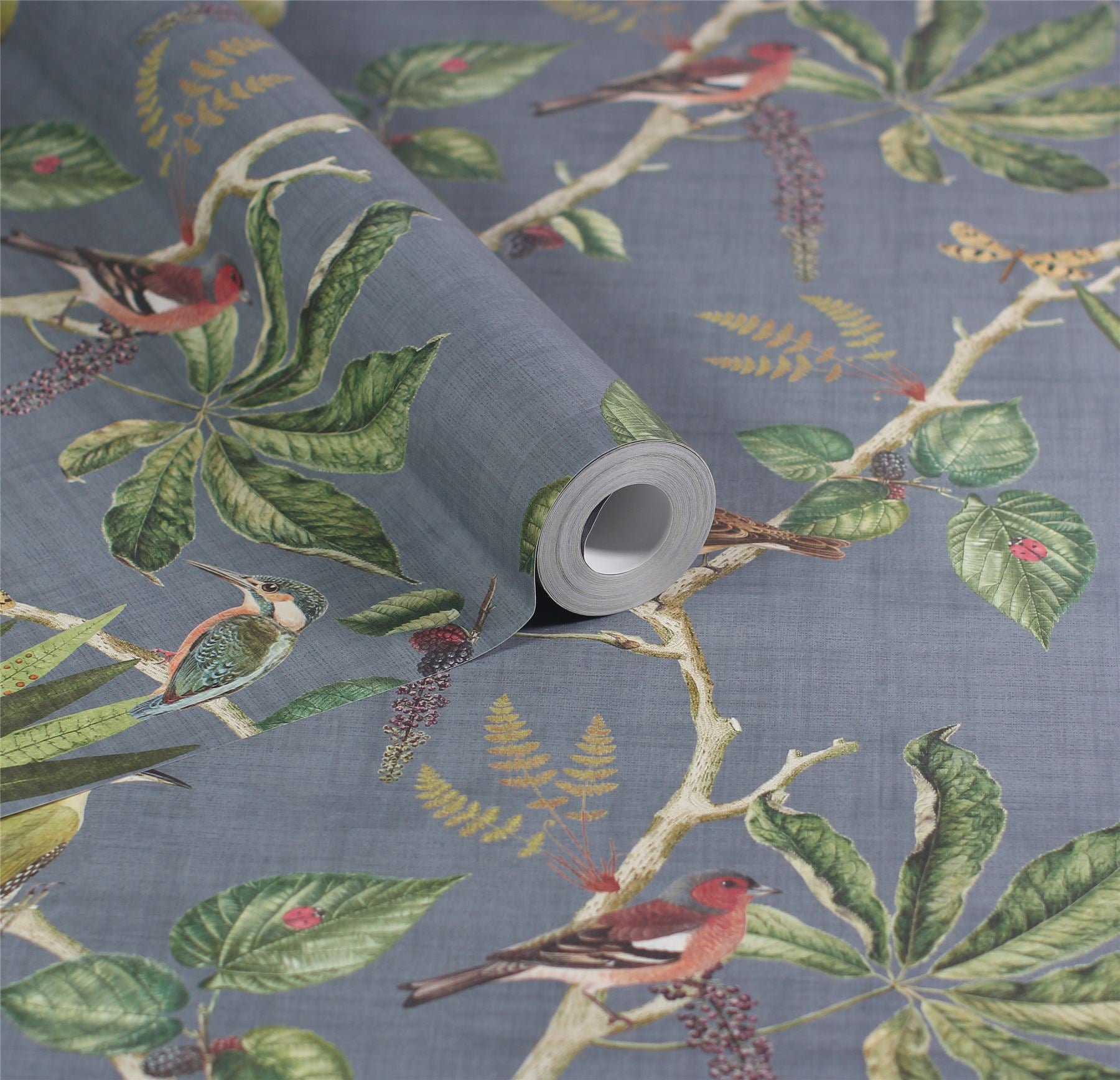 Hill Top Garden Slate Blue Wallpaper