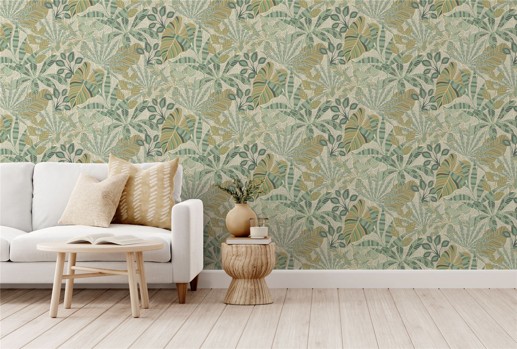 Kirra Leaf Citrus/Green Wallpaper