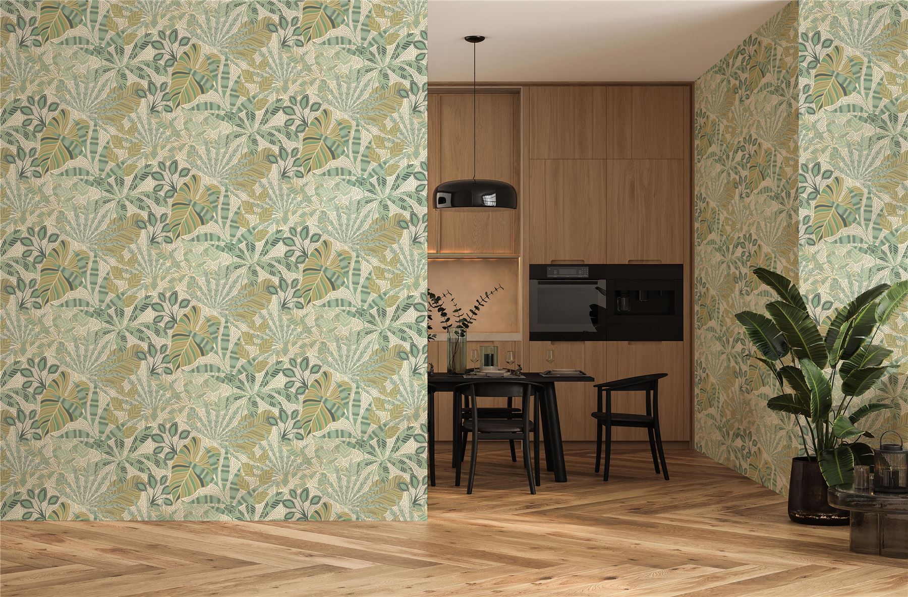 Kirra Leaf Citrus/Green Wallpaper