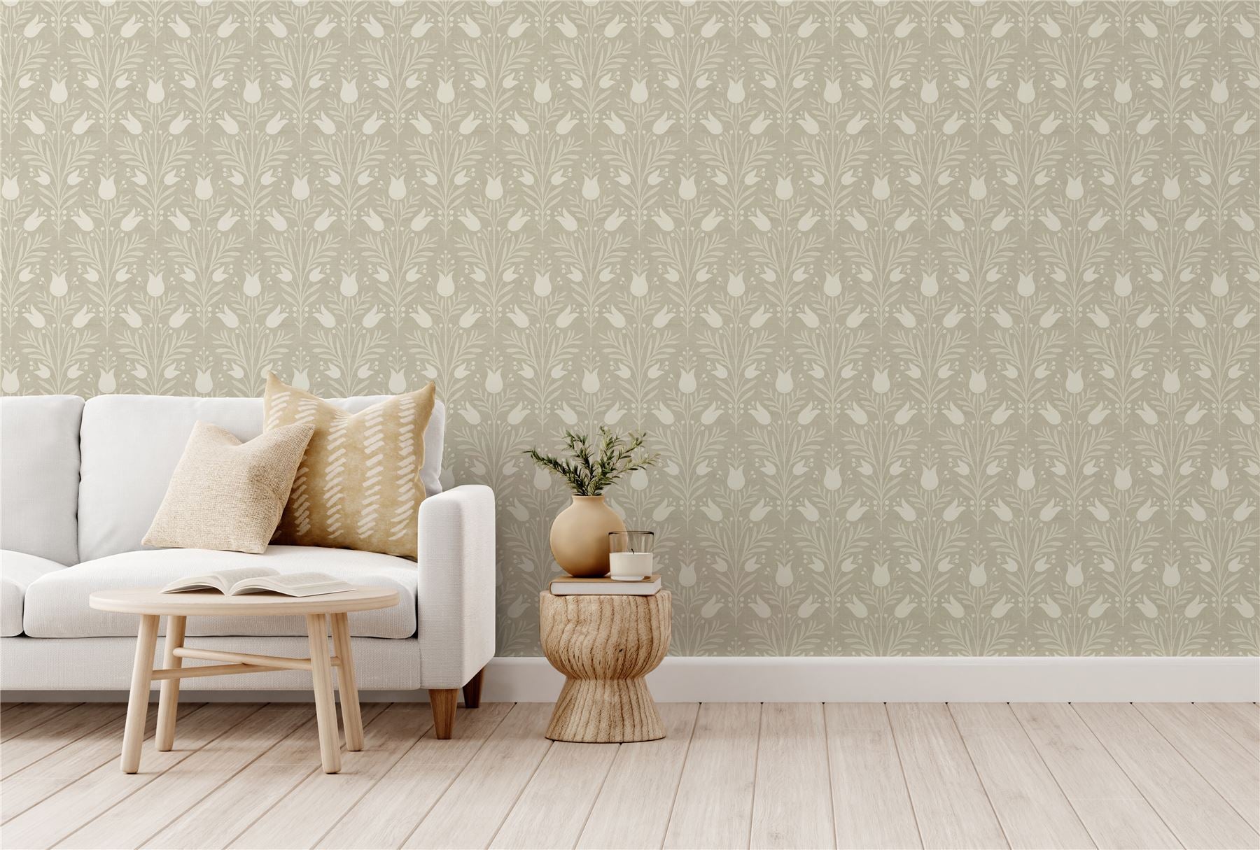 Heritage Tulip Taupe Wallpaper