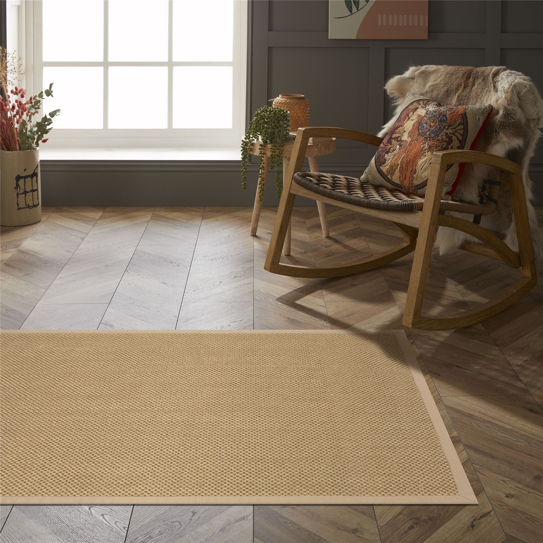 Urmston Sisal Jute 60x230cm Beige Color Tiger Eye Runner (Bale 331)