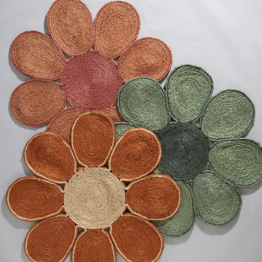 Spinningfields Single Flower Jute 120D Orange Rug