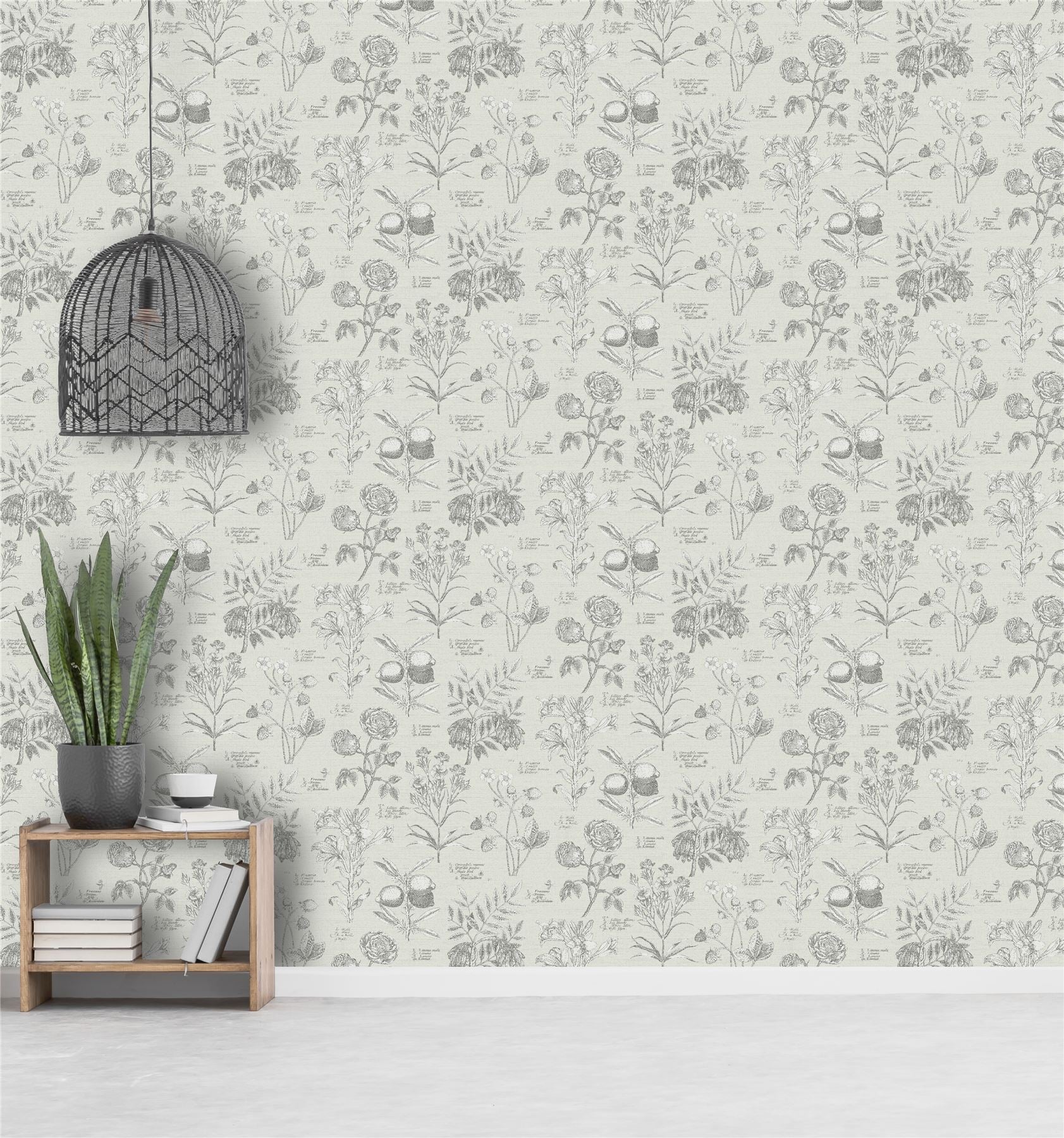 RHS Botanical Sketchbook Cream Wallpaper